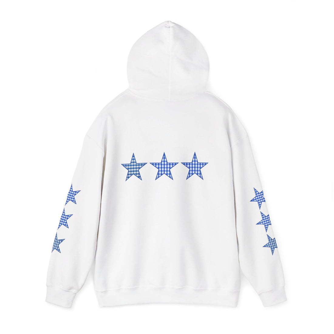 Customizable Tri-Star Blue Gingham Hoodie