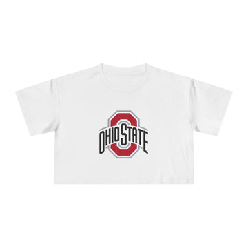 Ohio State Women's Crop Tee, Trendy College Apparel, Casual Wear, Game Day Top