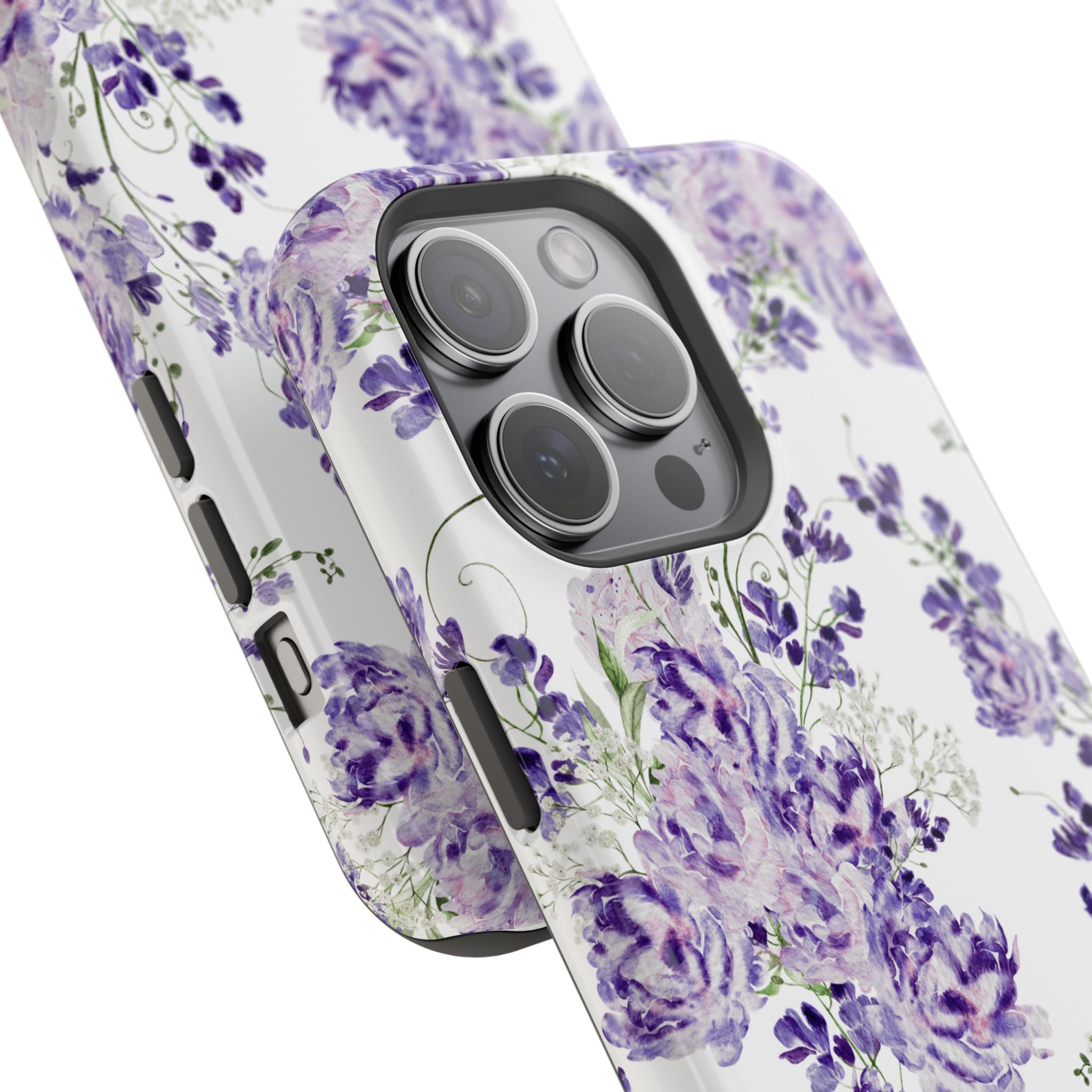 Customizable: Purple Floral Impact-Resistant Phone Case
