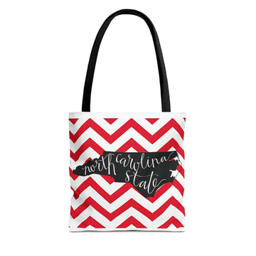 North Carolina Tote Bag, Stylish Chevron Pattern, Beach Essentials, Reusable Grocery Bag, Gift for Travelers, Southern Charm