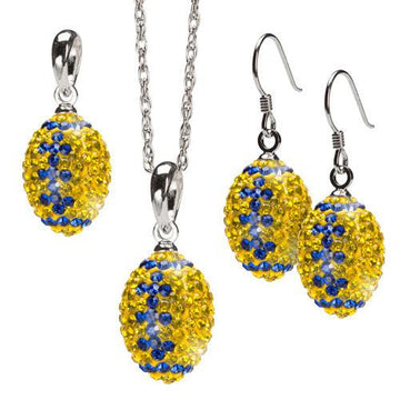 Yellow With Blue Crystal Jewelry Set (Necklace and Earrings)