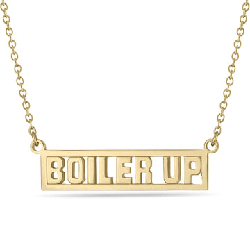 Purdue BOILER UP Gold Plated Script Bar Necklace