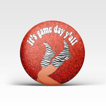It's Game Day Y'all Glitter Button - Red