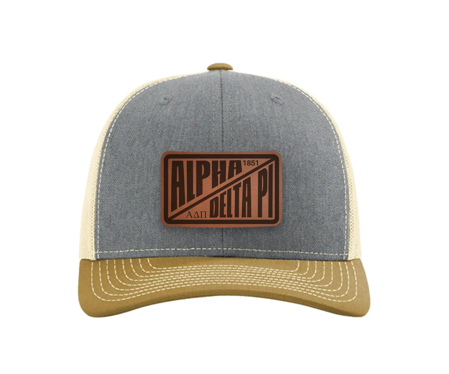 Alpha Delta Pi Richardson 112 Leatherette Patch Trucker Hat - Divide