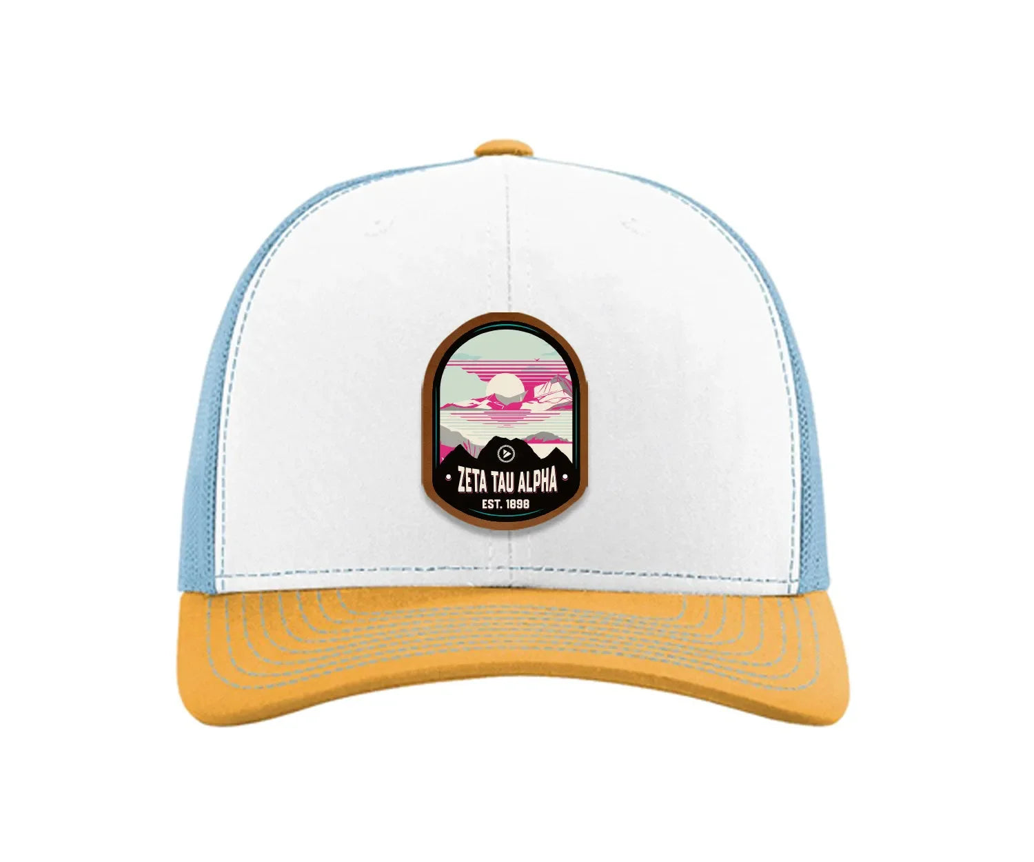Zeta Tau Alpha Richardson 112 UV Print Leatherette Patch Trucker Hat - Ventura