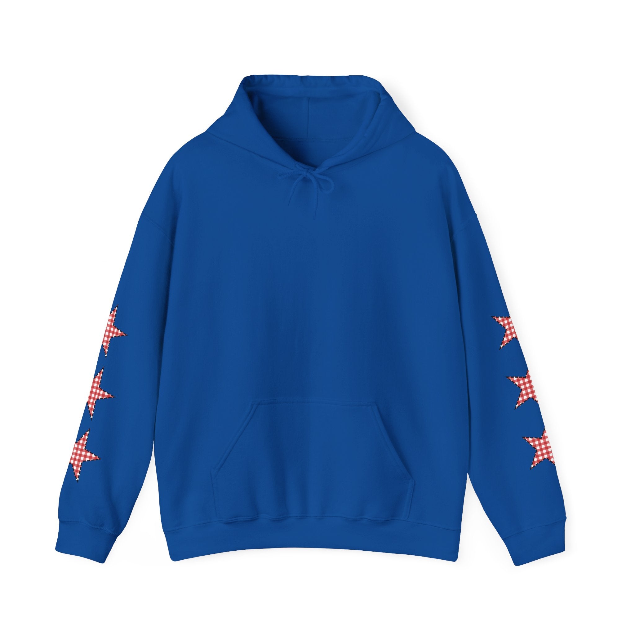 Red Gingham Star Hoodie, Cozy Winter Sweatshirt, Casual Unisex Outerwear, Perfect Gift for Birthdays, Holidays, and Trendy Outfits