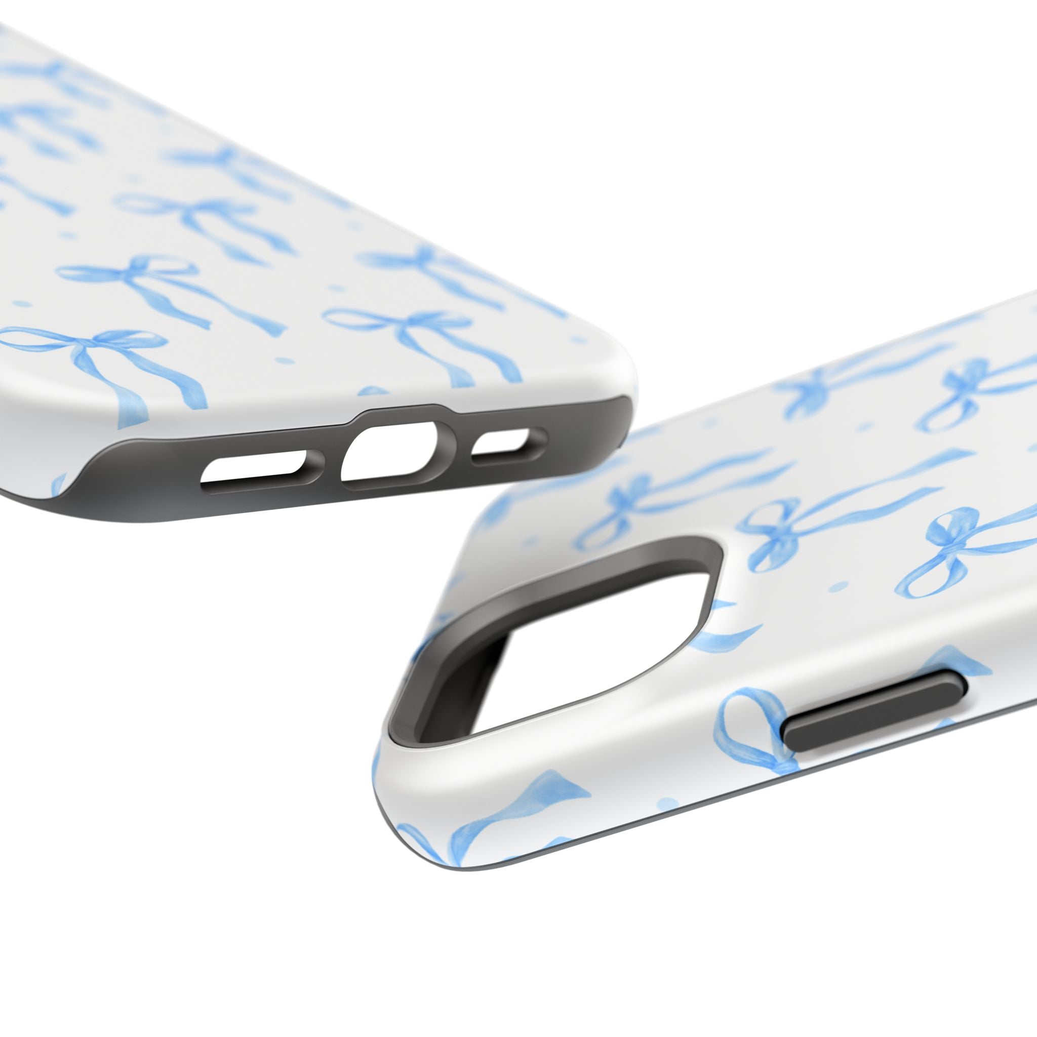 Customizable: Chic Blue Coquette Bow Impact-Resistant Phone Case
