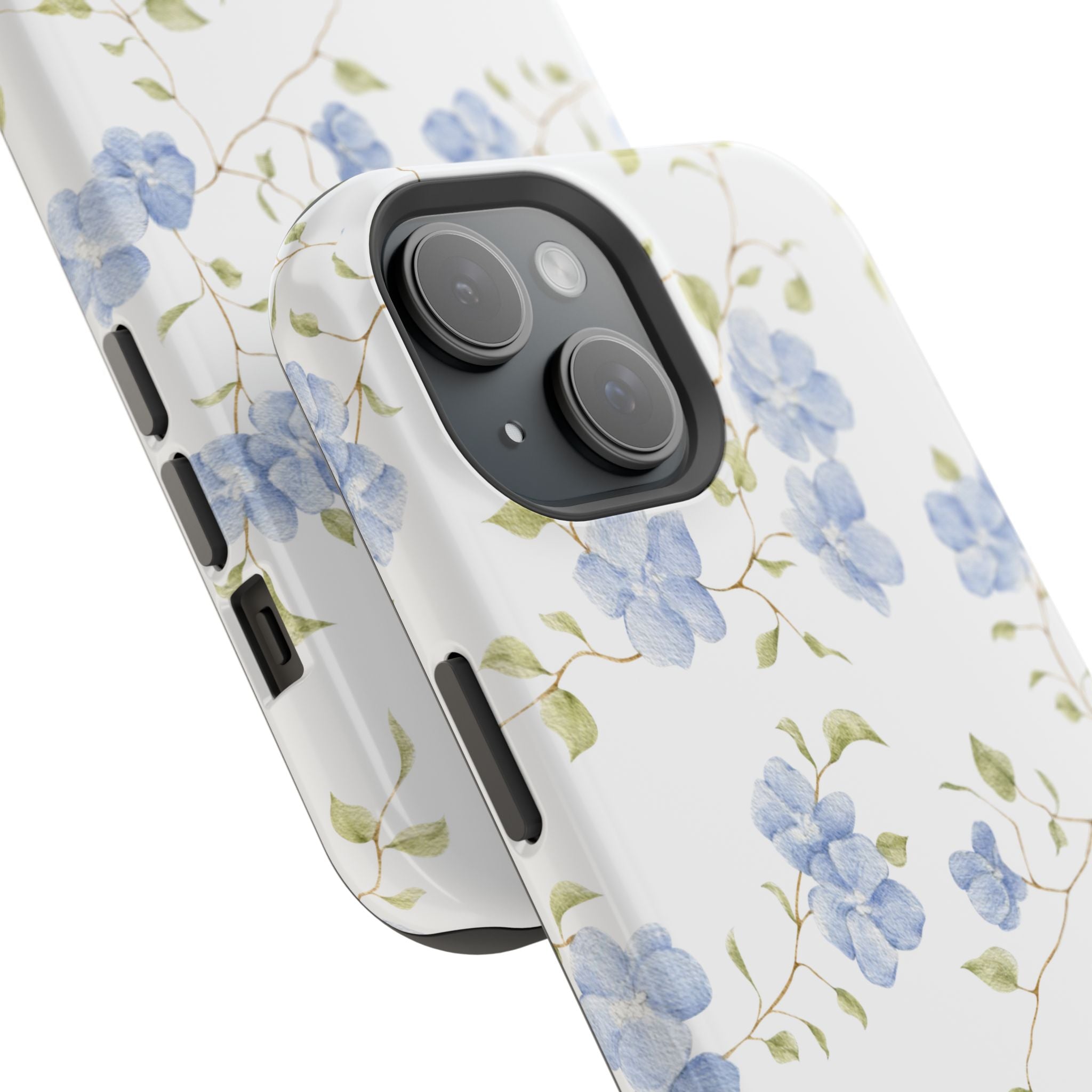 Customizable: Blue Floral Impact-Resistant Phone Case