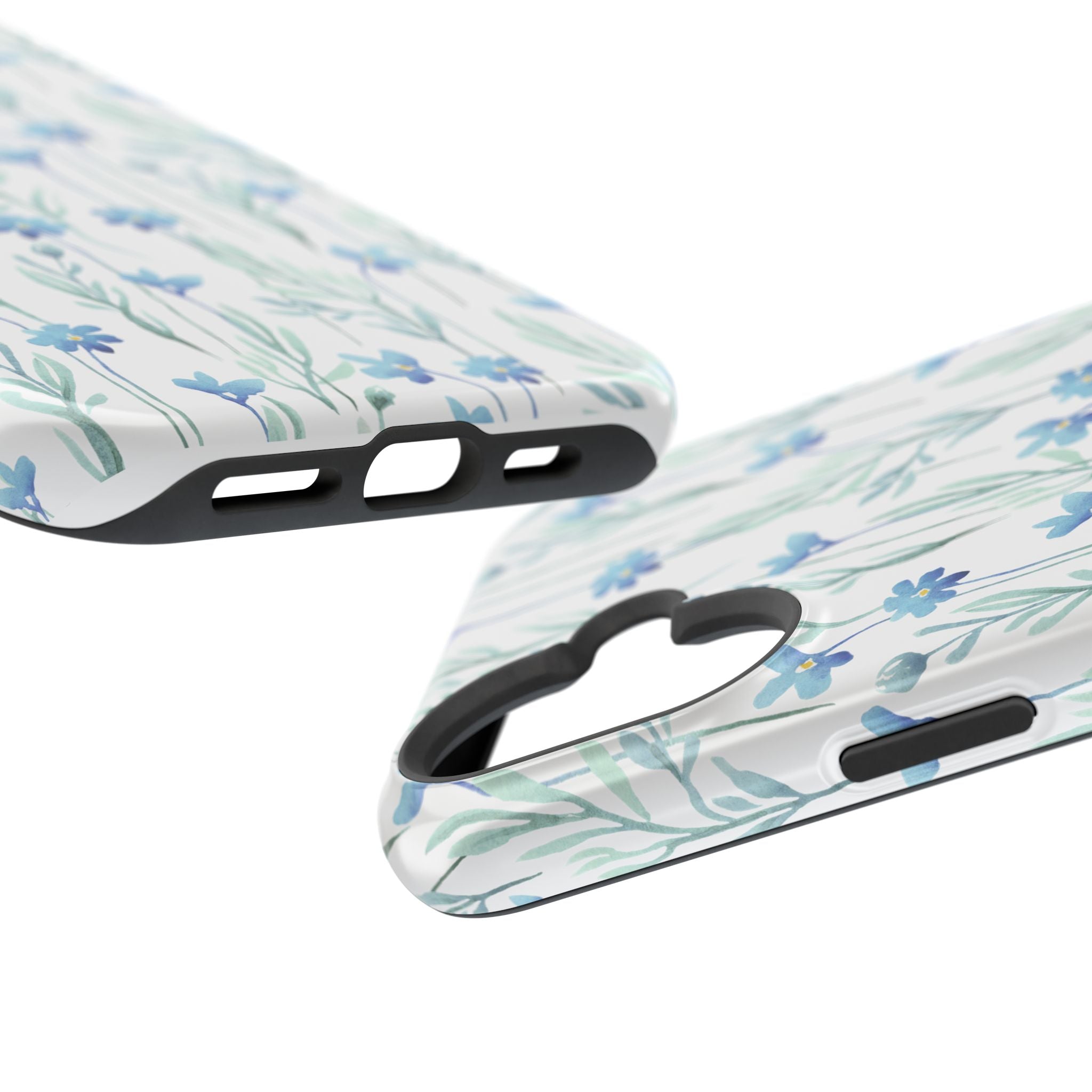 Customizable: Blue Floral Impact-Resistant Phone Case