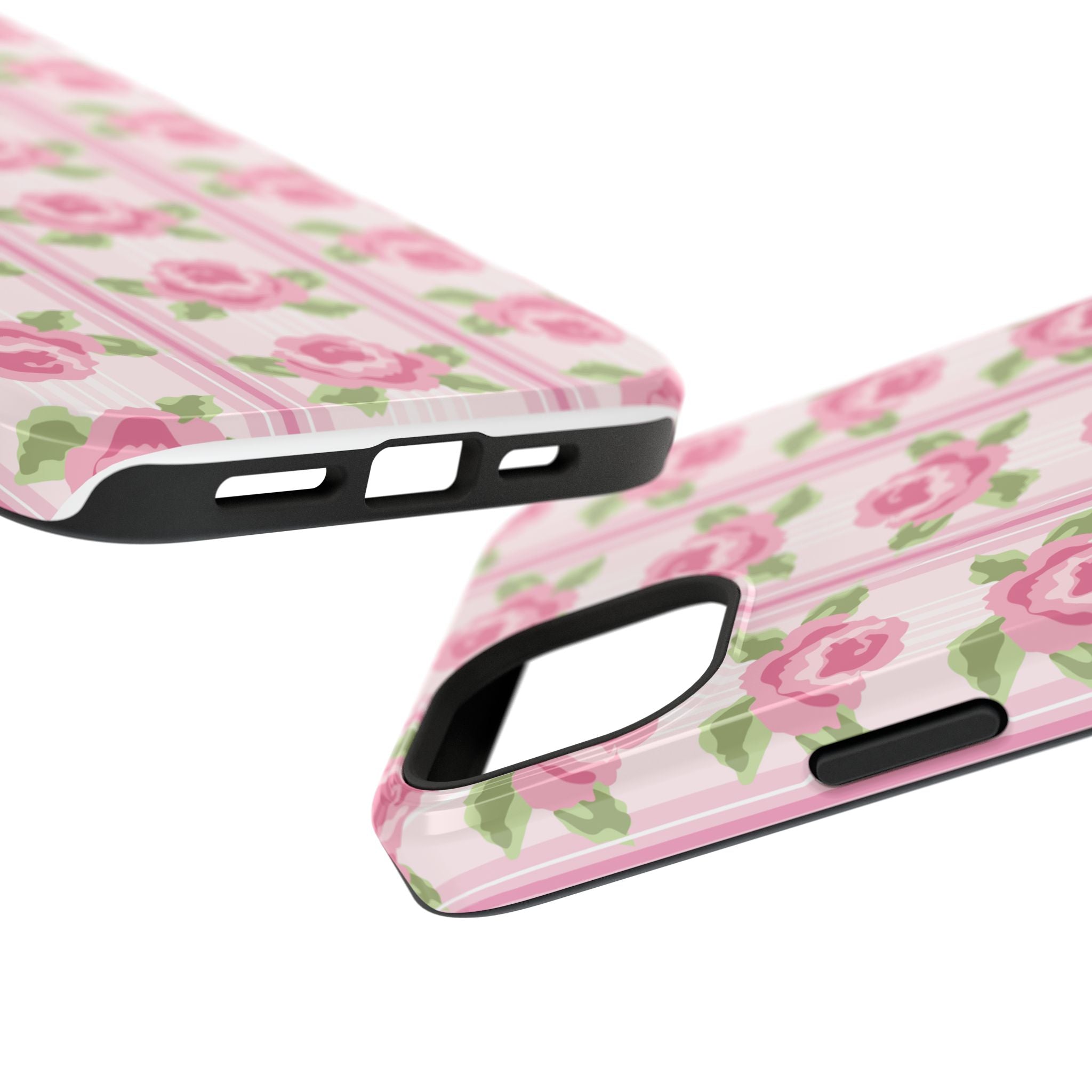 Customizable: Floral Impact-Resistant Phone Case, Pink Rose Pattern