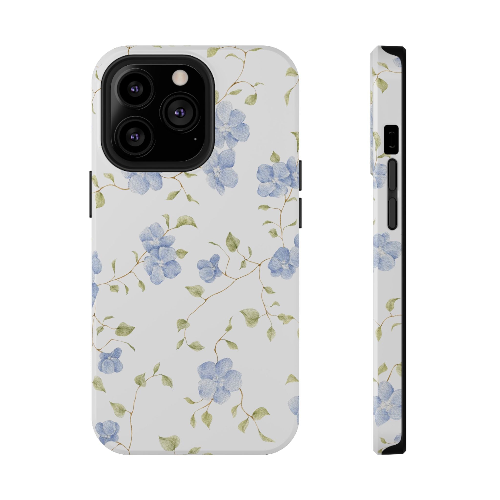 Customizable: Blue Floral Impact-Resistant Phone Case
