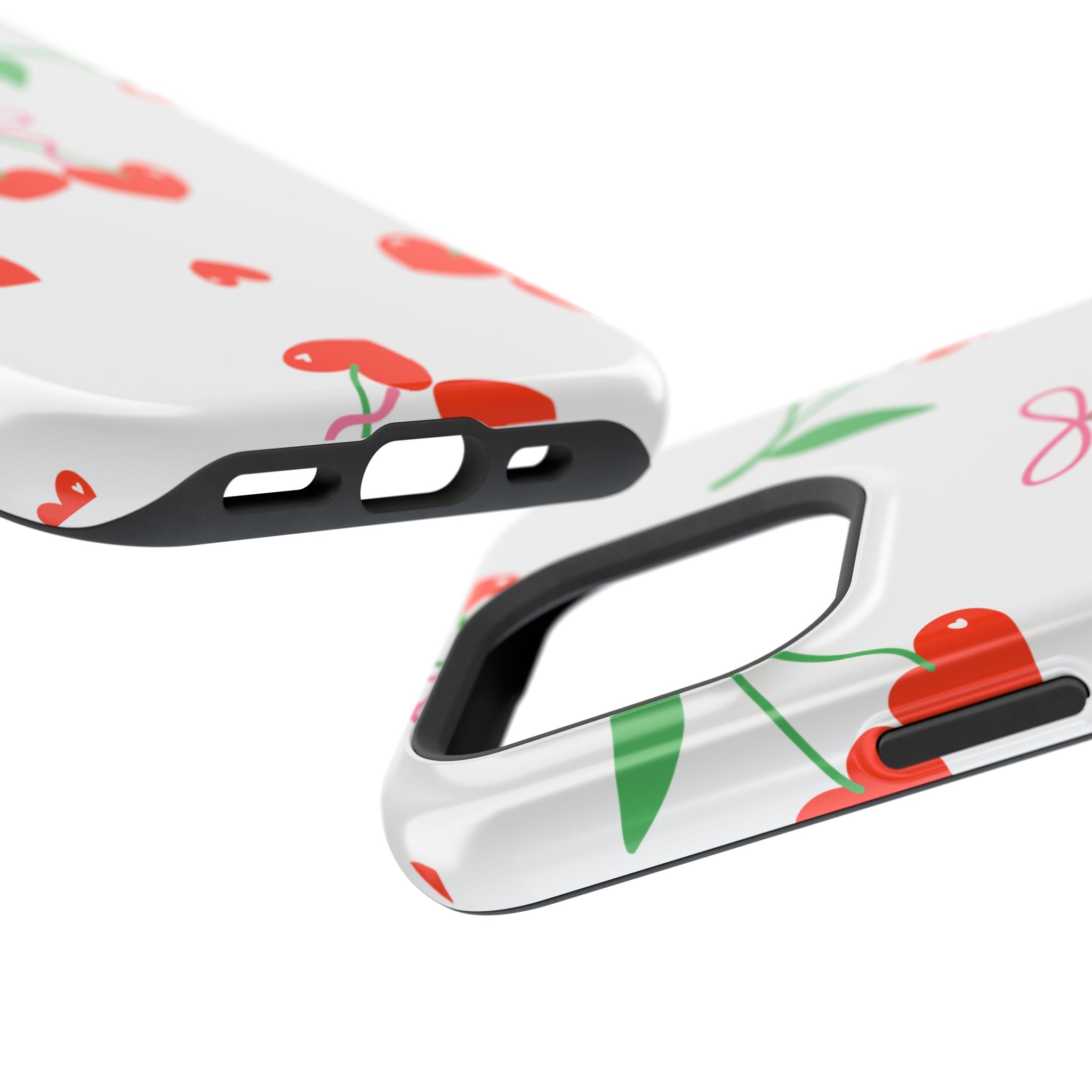 Customizable: Cherry Heart Impact-Resistant Phone Case