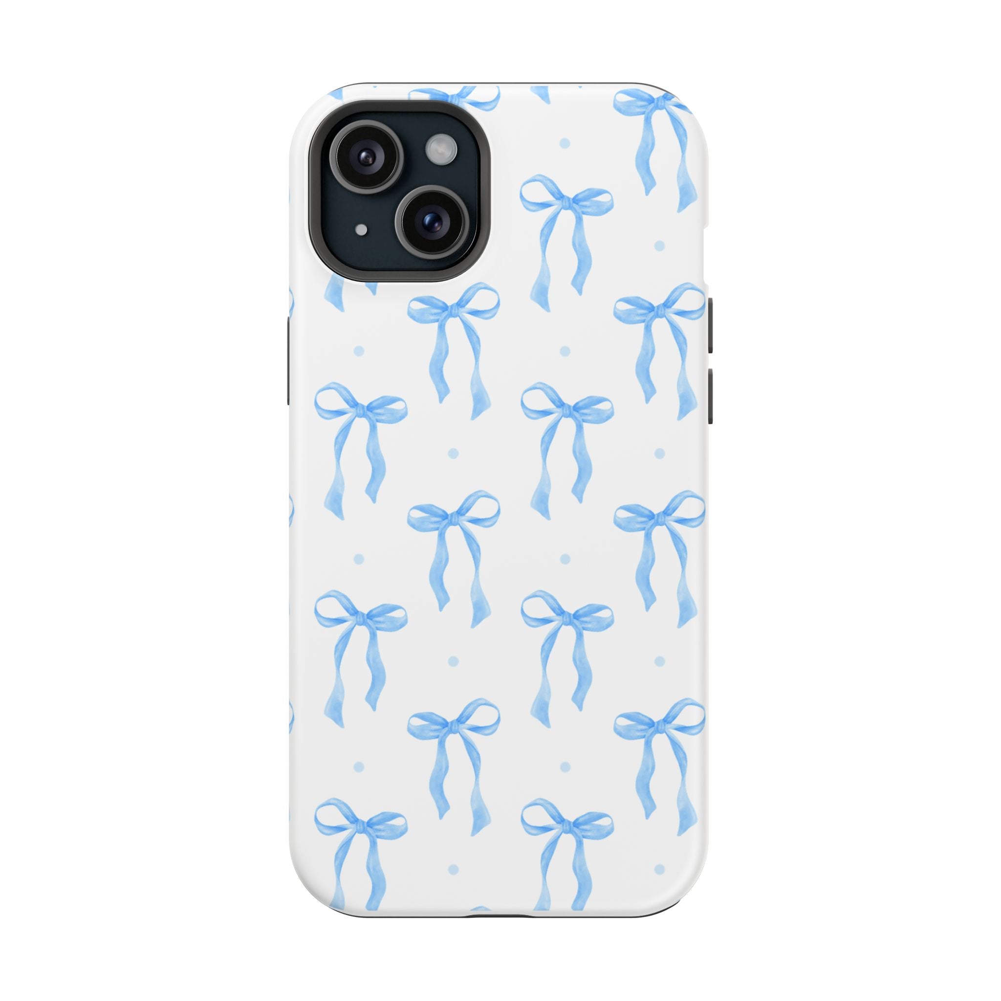 Customizable: Chic Blue Coquette Bow Impact-Resistant Phone Case