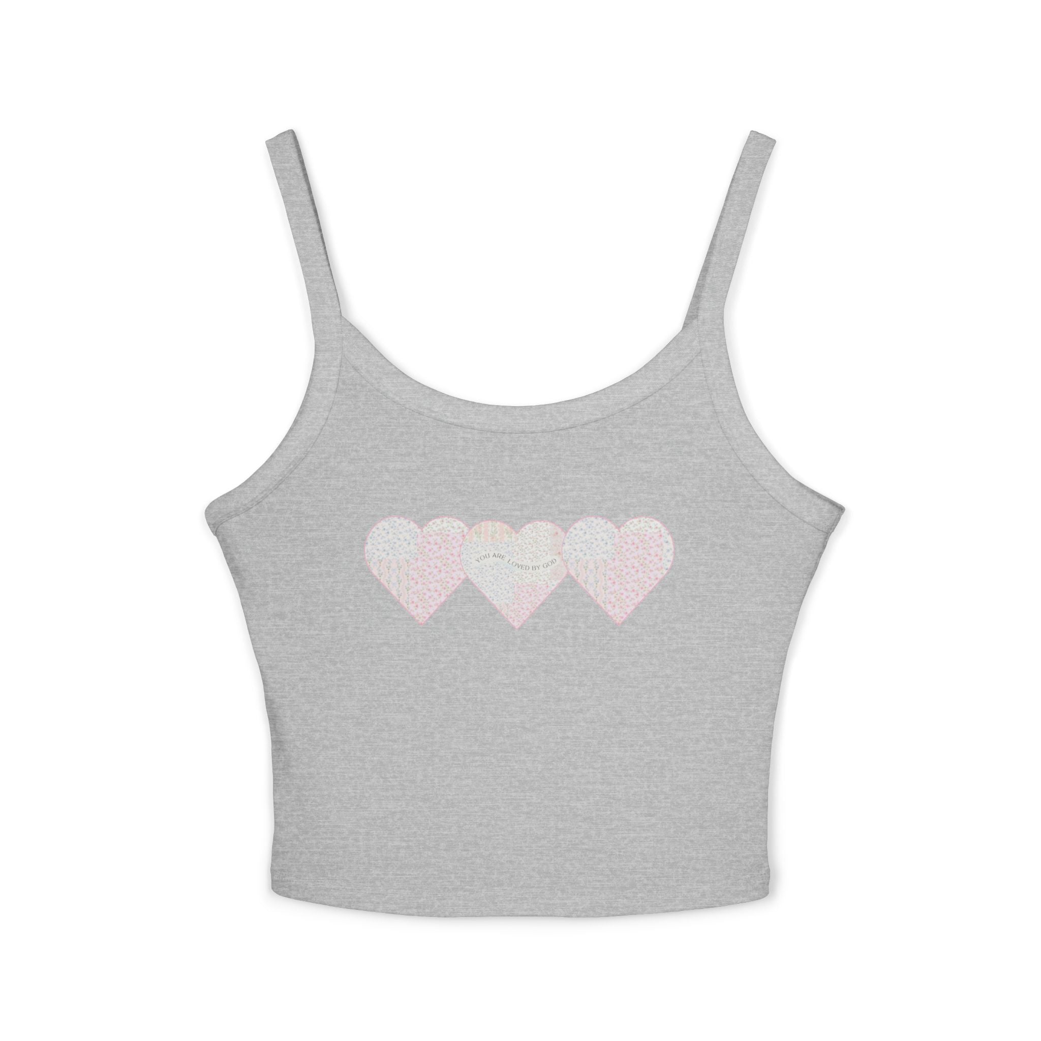 You are Loved by God Patchwork Hearts Spaghetti Strap Tank Top