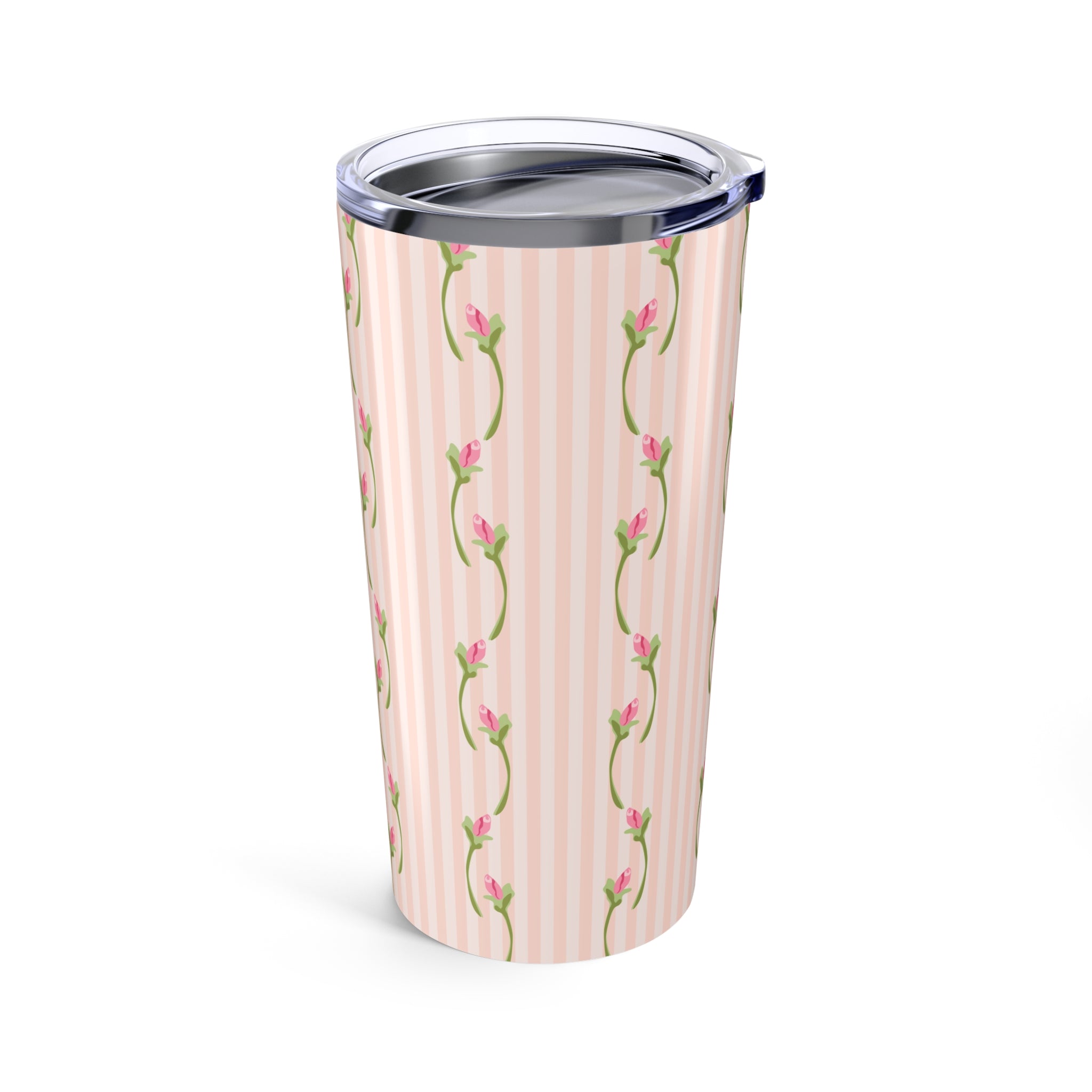 Customizable: Floral Striped Tumbler | 20oz Travel Mug | Perfect Gift for Mother's Day, Weddings, Tea Lovers, Spring Decor