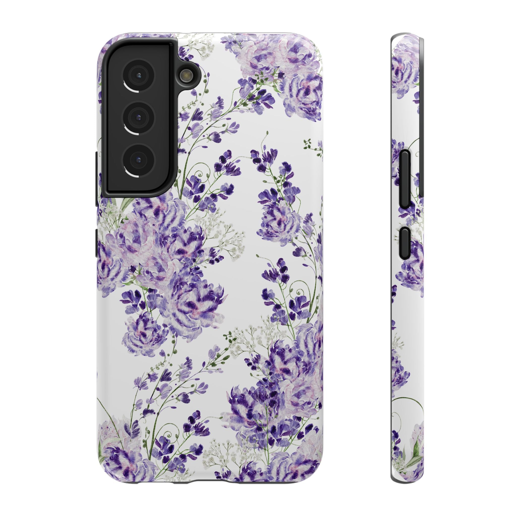 Customizable: Purple Floral Impact-Resistant Phone Case