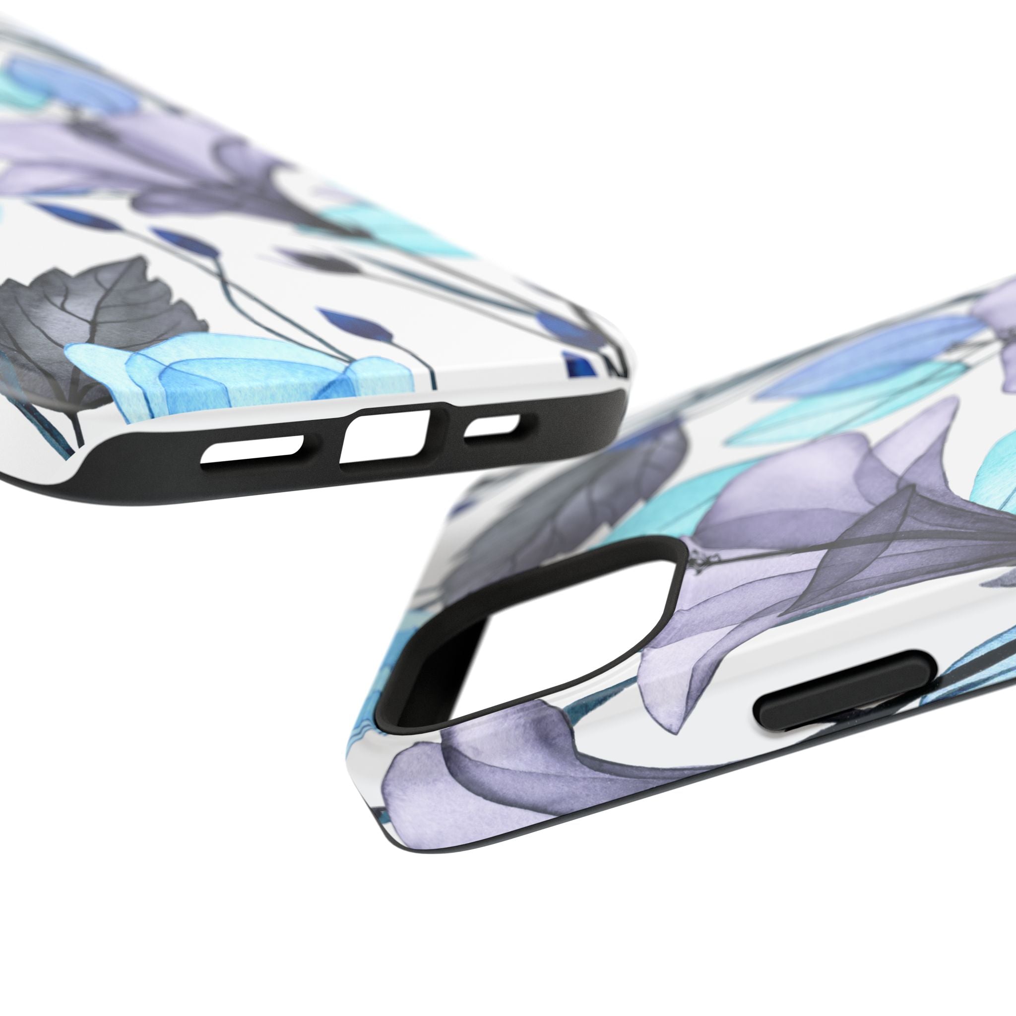 Customizable: Blue and Purple Floral Impact-Resistant Phone Case