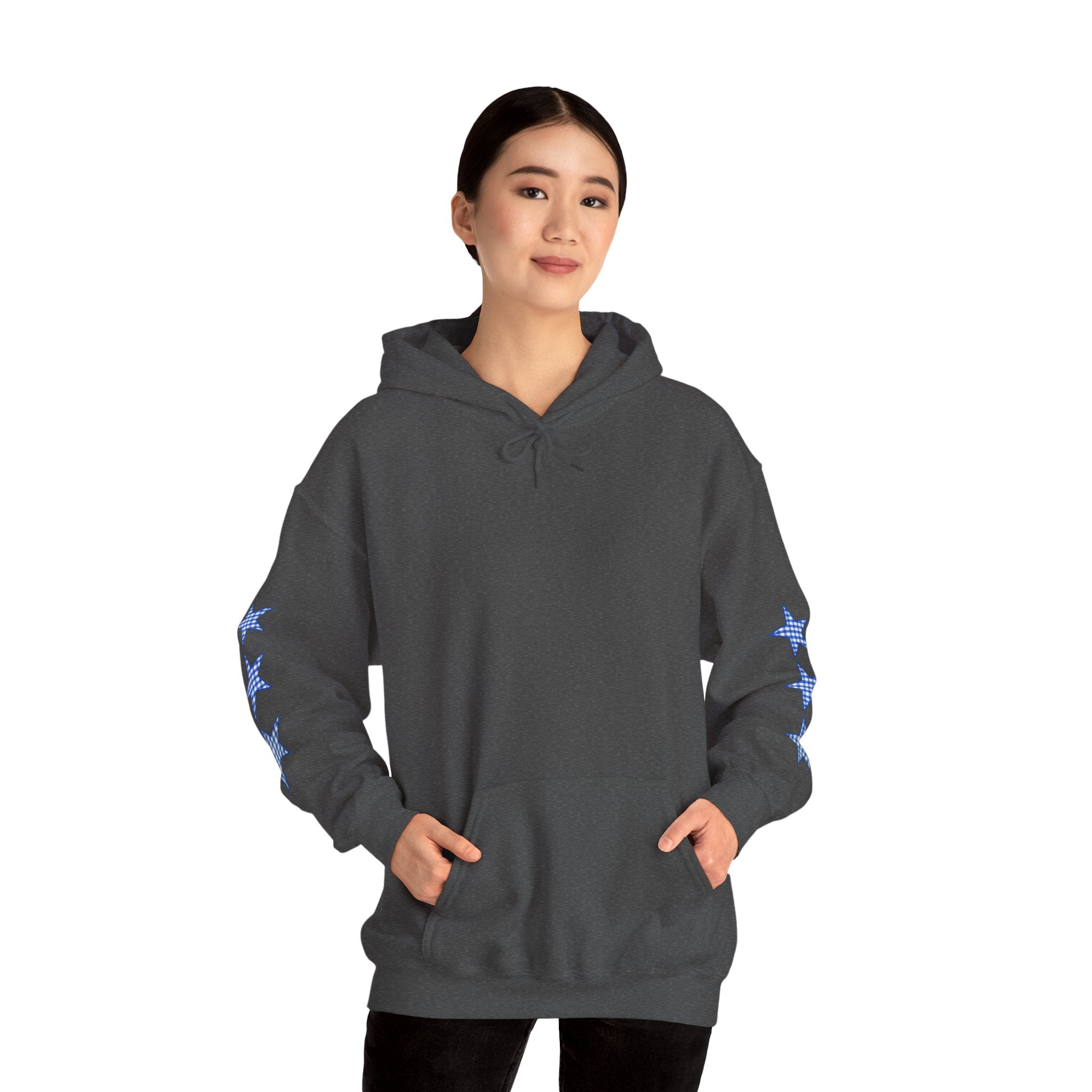 Customizable Tri-Star Blue Gingham Hoodie