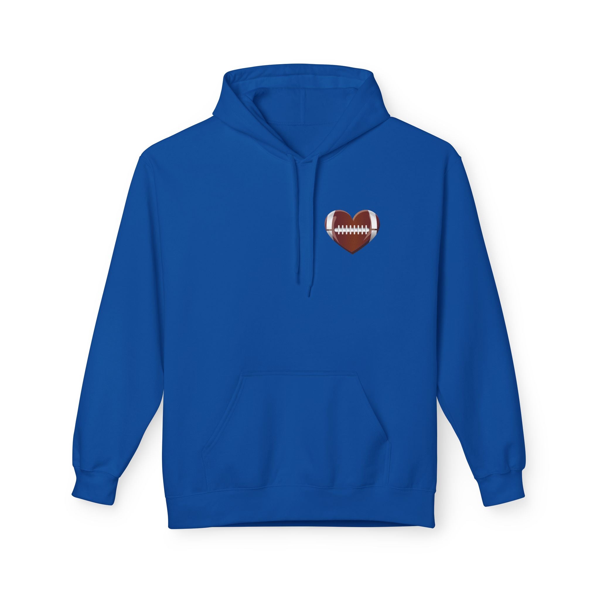 Football Heart Hoodie - Midweight Fleece Sweatshirt for Sports Fans, Gift for Holidays, Game Day Apparel, Cozy and Casual