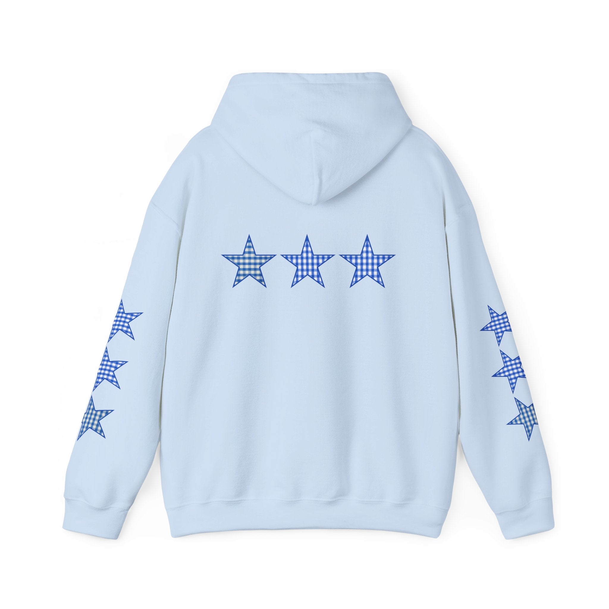 Customizable Tri-Star Blue Gingham Hoodie