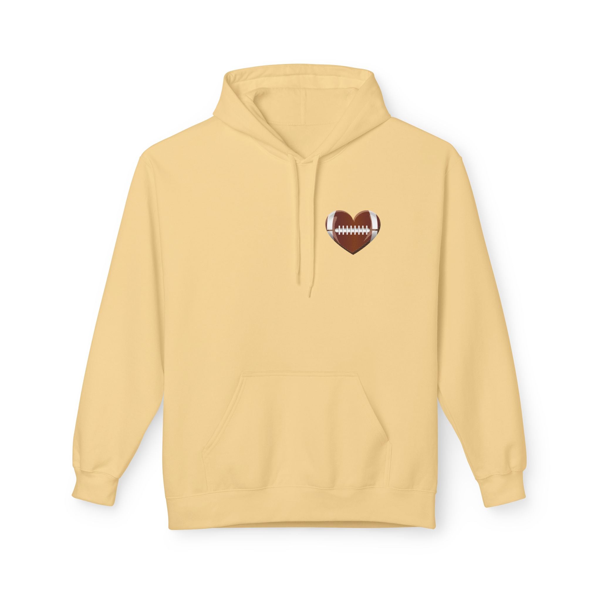 Football Heart Hoodie - Midweight Fleece Sweatshirt for Sports Fans, Gift for Holidays, Game Day Apparel, Cozy and Casual