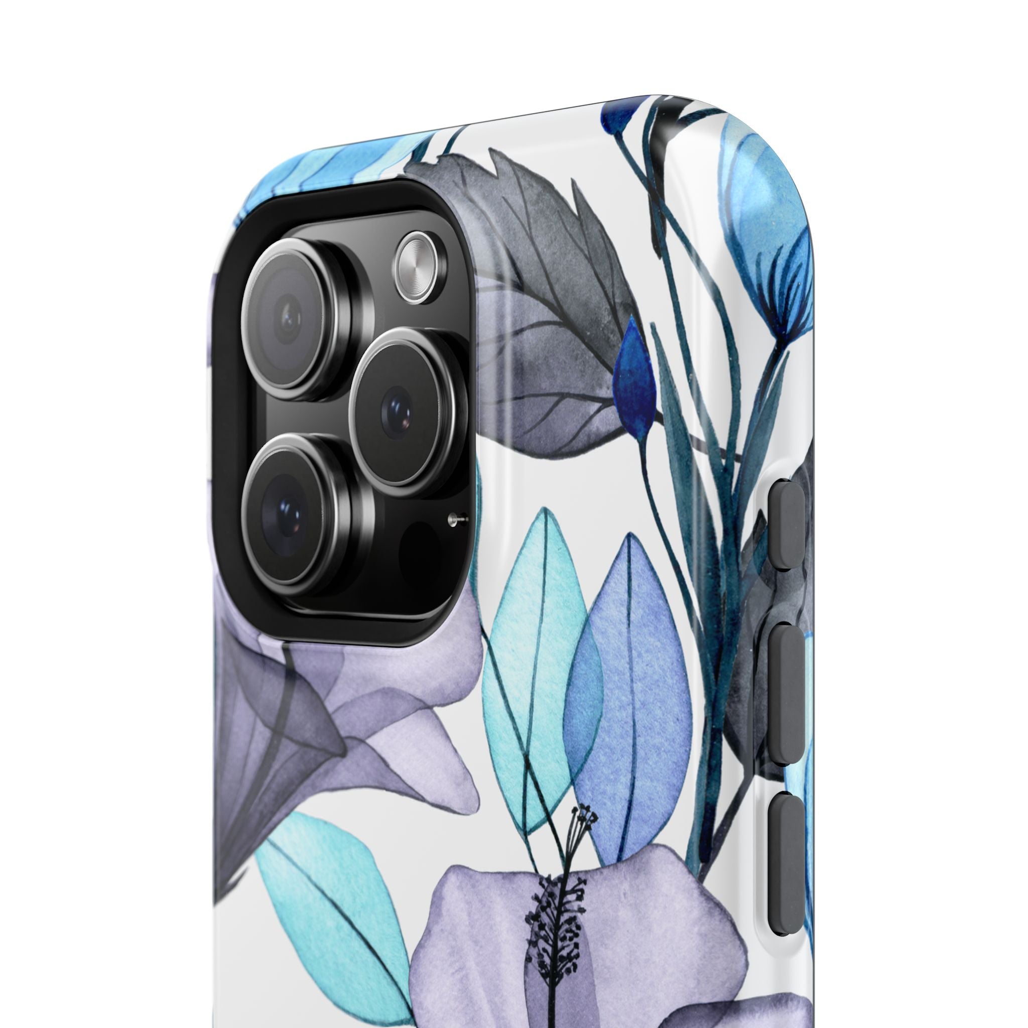 Customizable: Blue and Purple Floral Impact-Resistant Phone Case