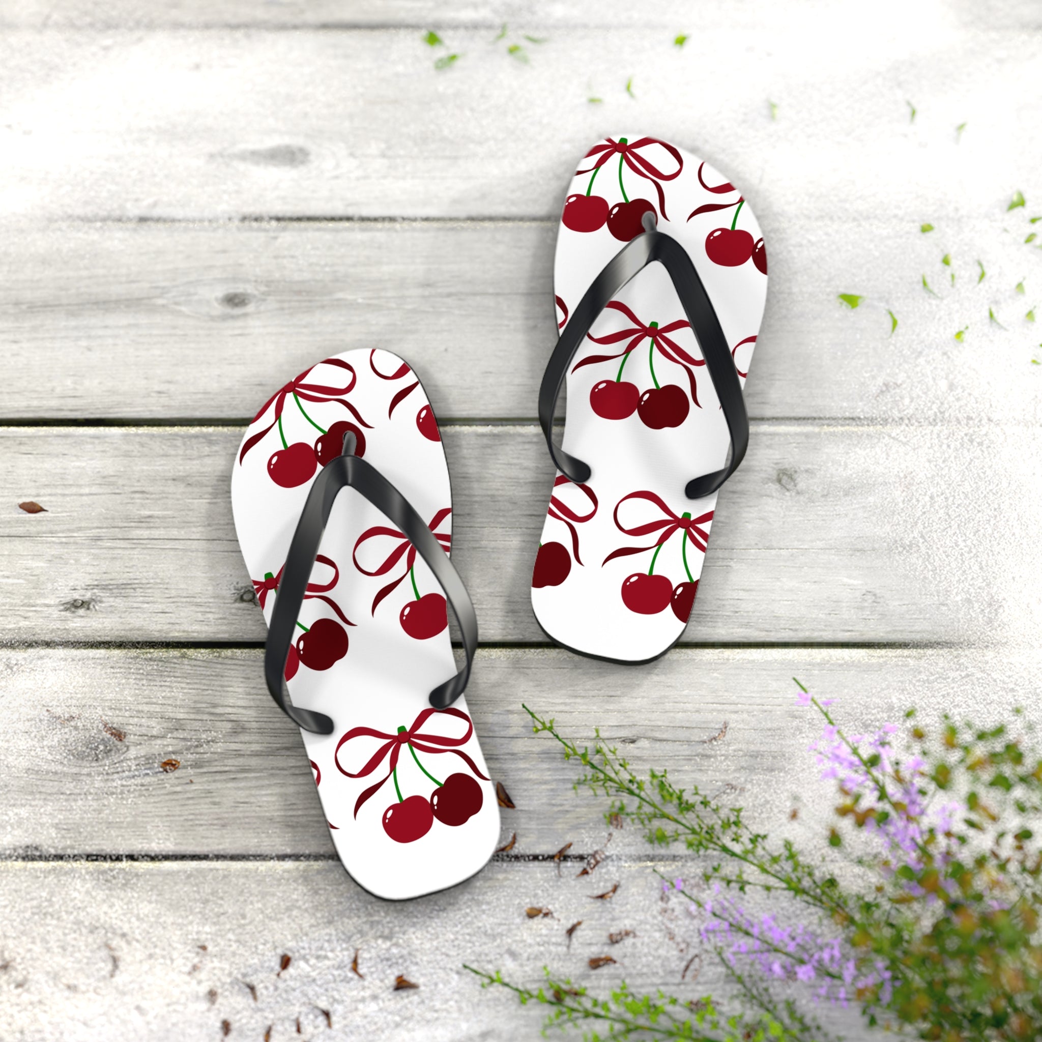 Customizable: Cherry Blossom Flip Flops, Tropical Beach Sandals, Summer Footwear, Perfect for Vacation, Gift for Her, Cute Pool Slides