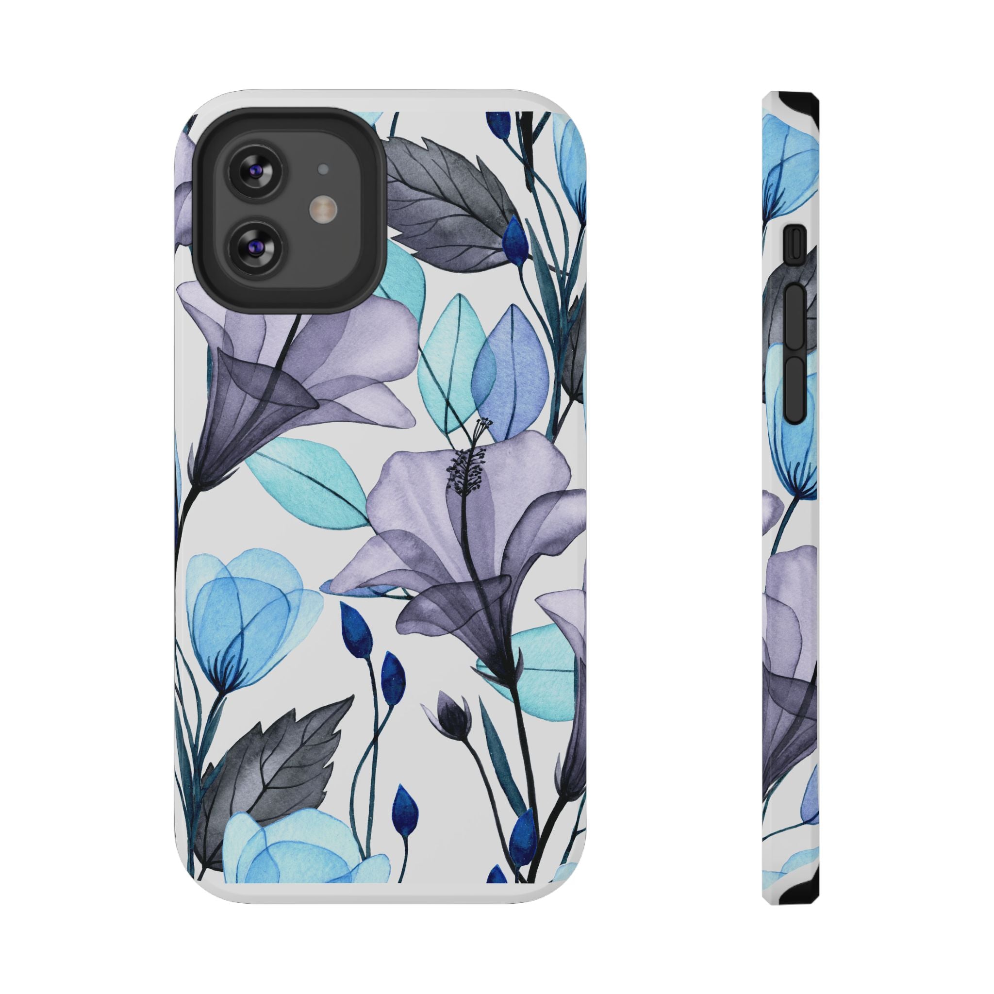 Customizable: Blue and Purple Floral Impact-Resistant Phone Case