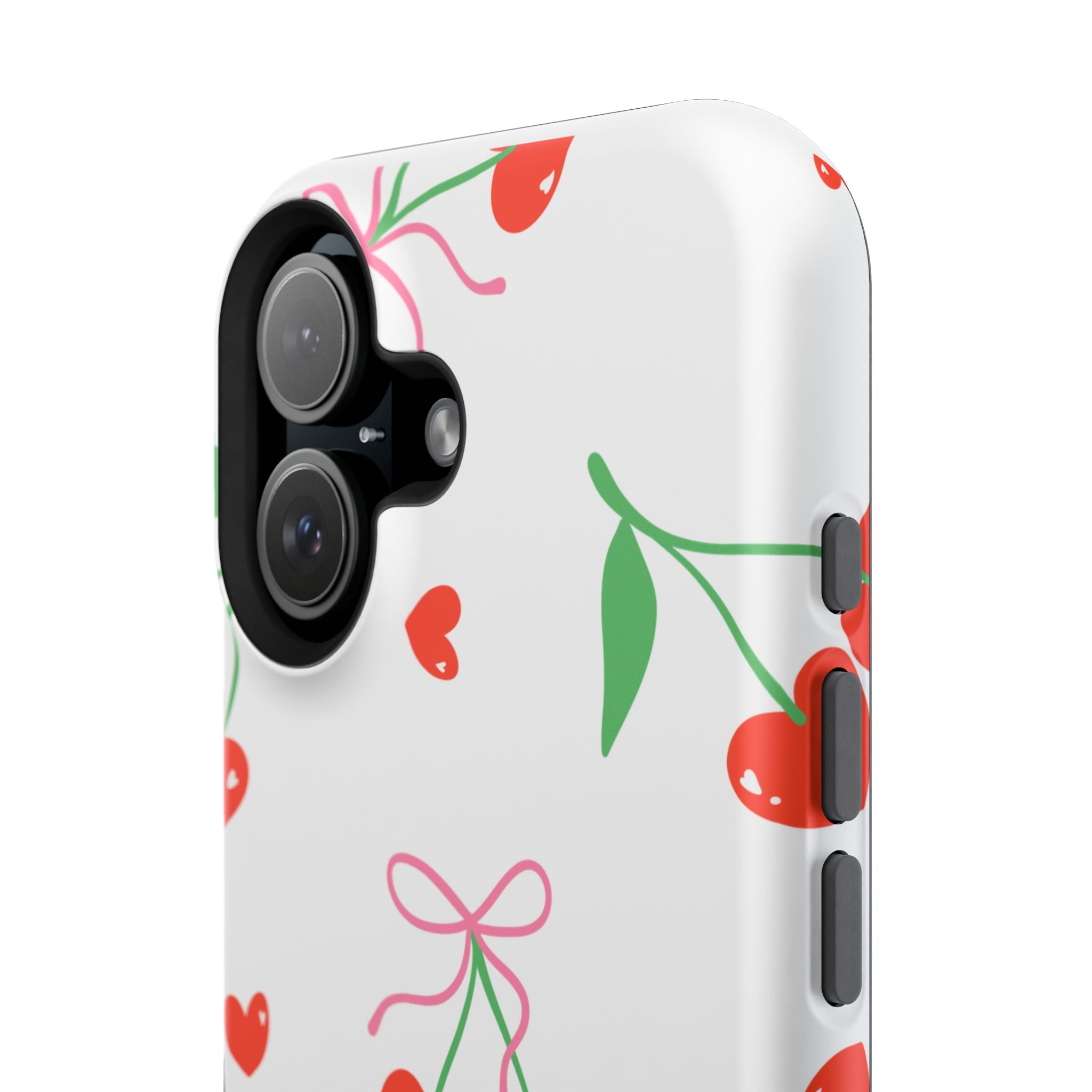 Customizable: Cherry Heart Impact-Resistant Phone Case
