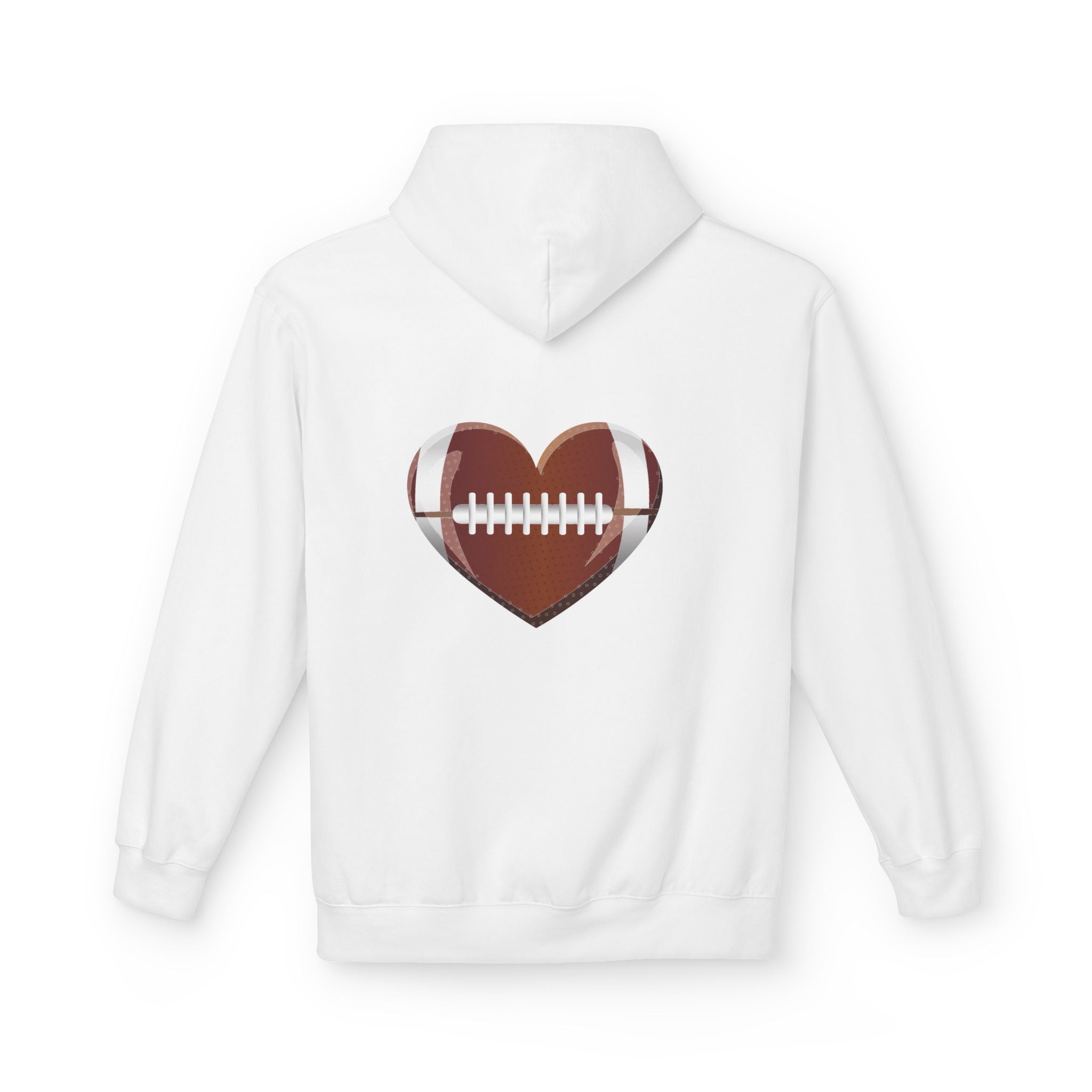 Football Heart Hoodie - Midweight Fleece Sweatshirt for Sports Fans, Gift for Holidays, Game Day Apparel, Cozy and Casual