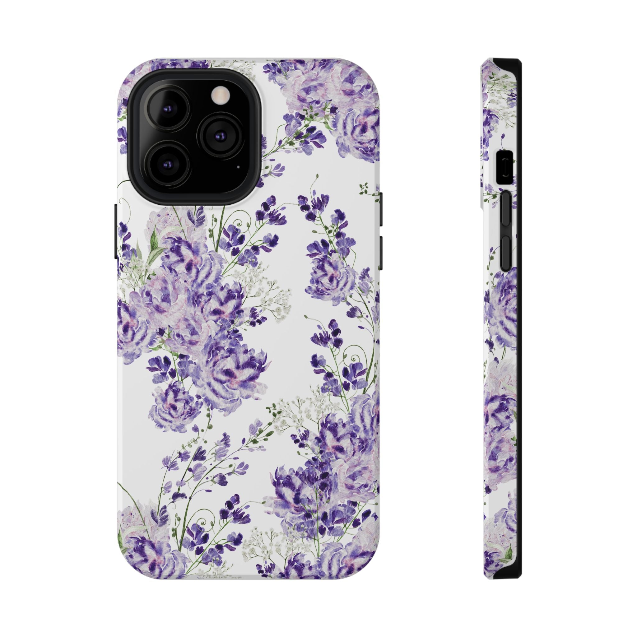 Customizable: Purple Floral Impact-Resistant Phone Case