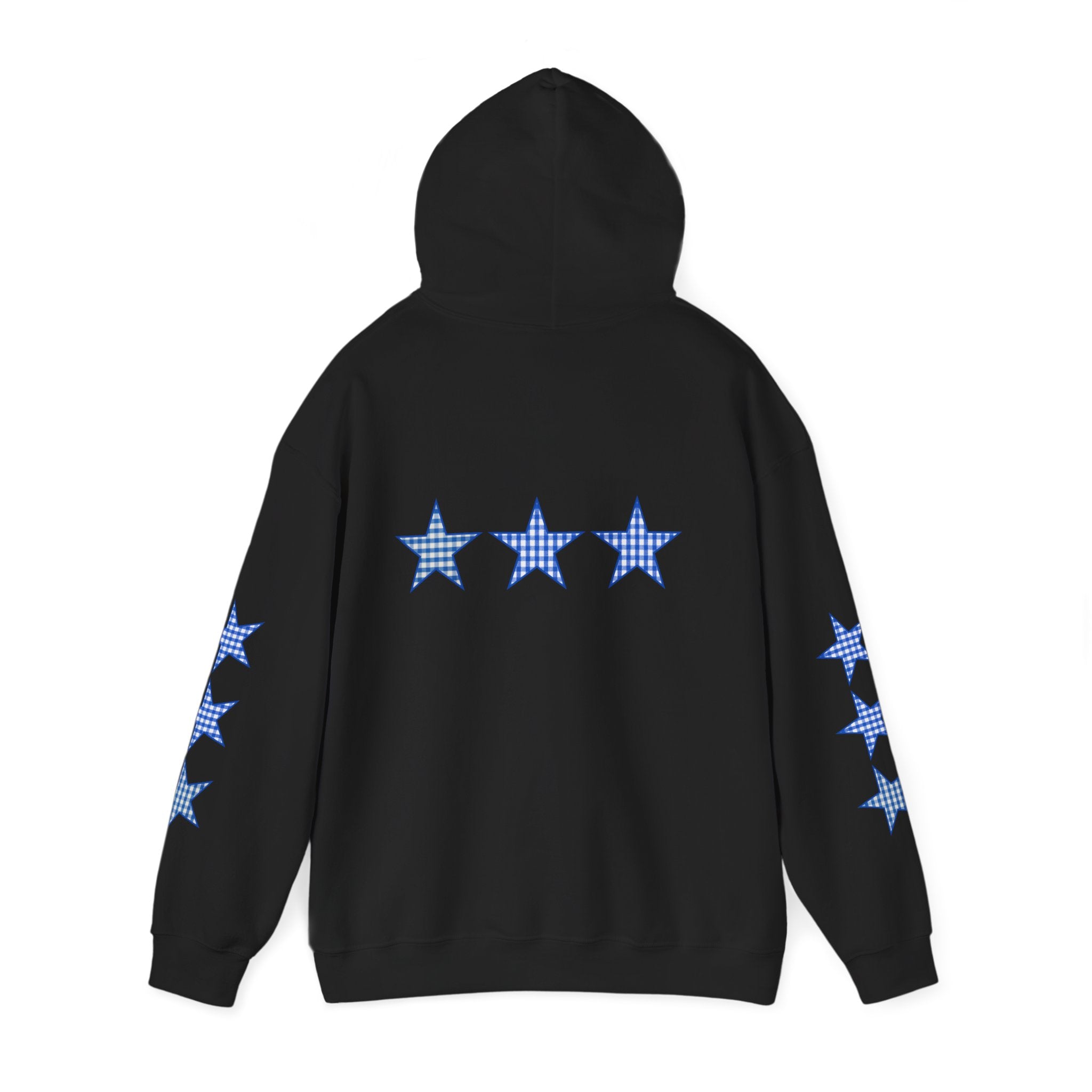 Customizable Tri-Star Blue Gingham Hoodie