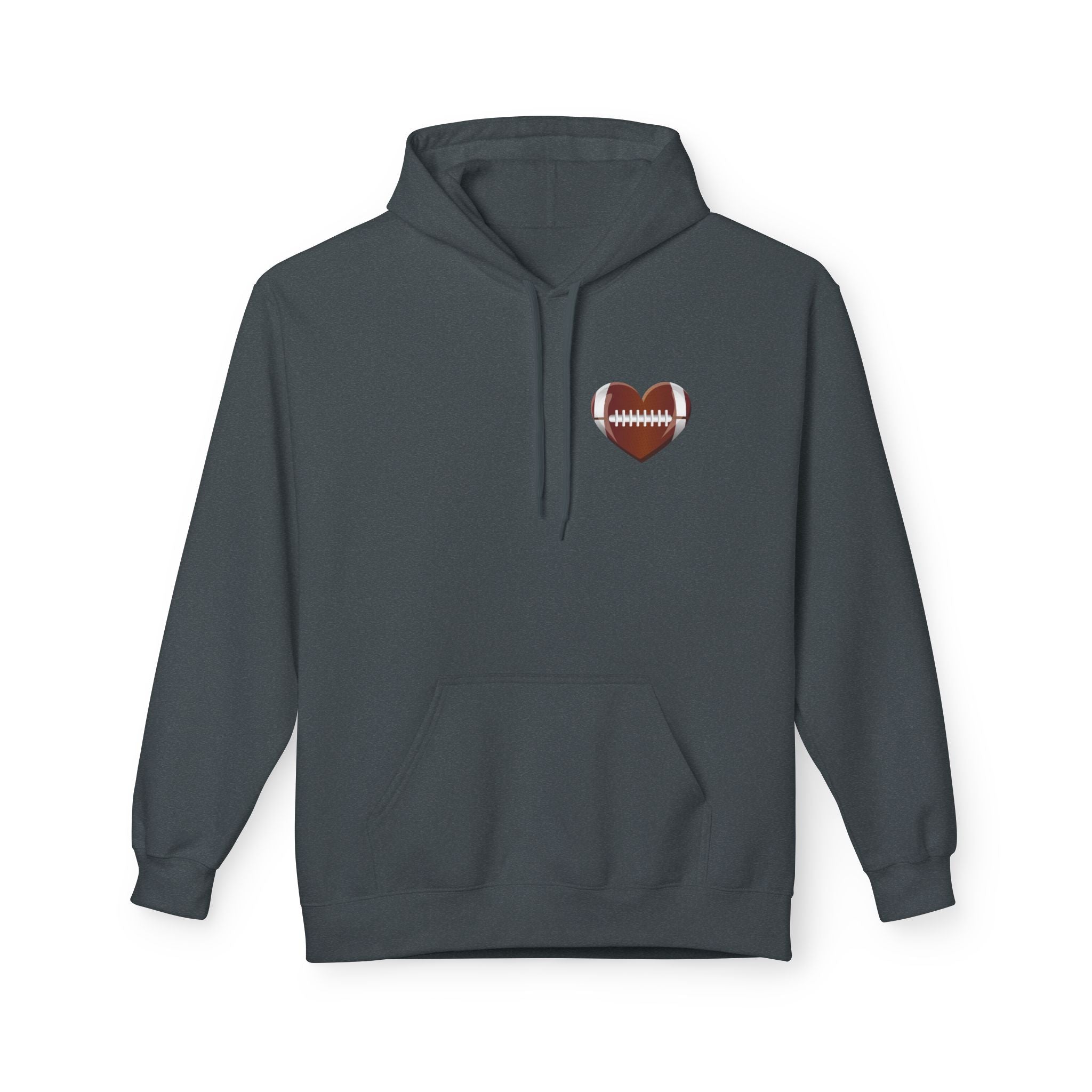 Football Heart Hoodie - Midweight Fleece Sweatshirt for Sports Fans, Gift for Holidays, Game Day Apparel, Cozy and Casual