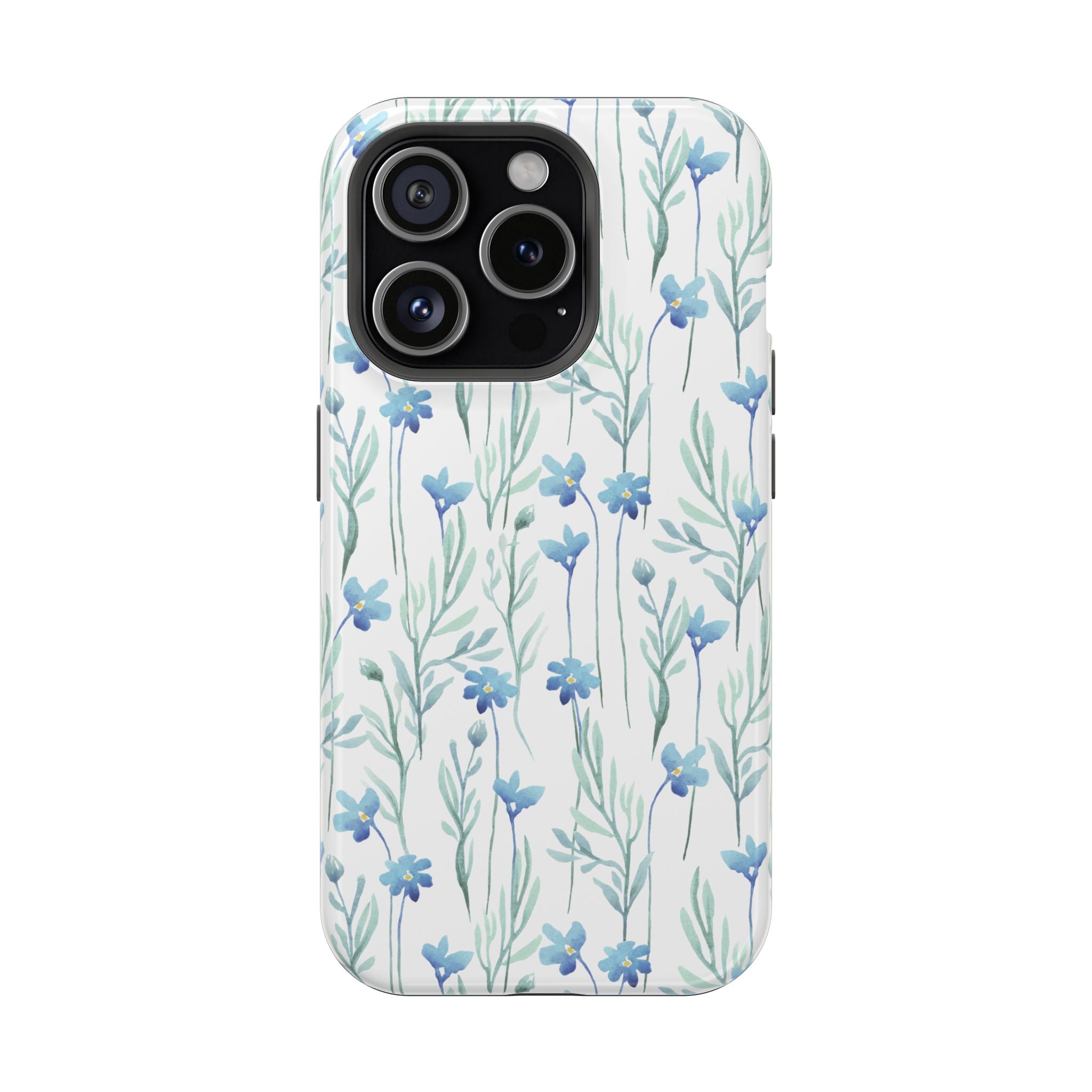 Customizable: Blue Floral Impact-Resistant Phone Case