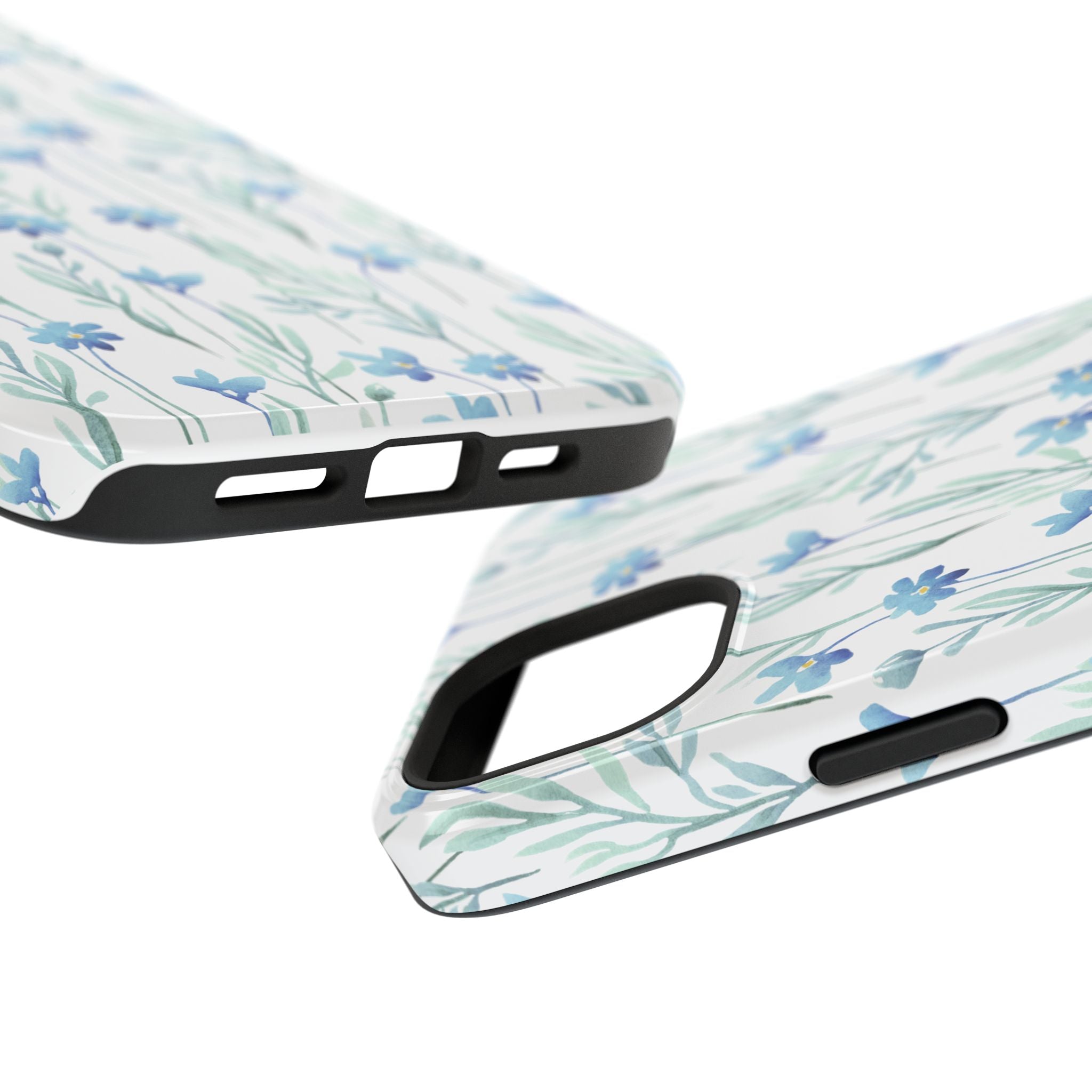 Customizable: Blue Floral Impact-Resistant Phone Case