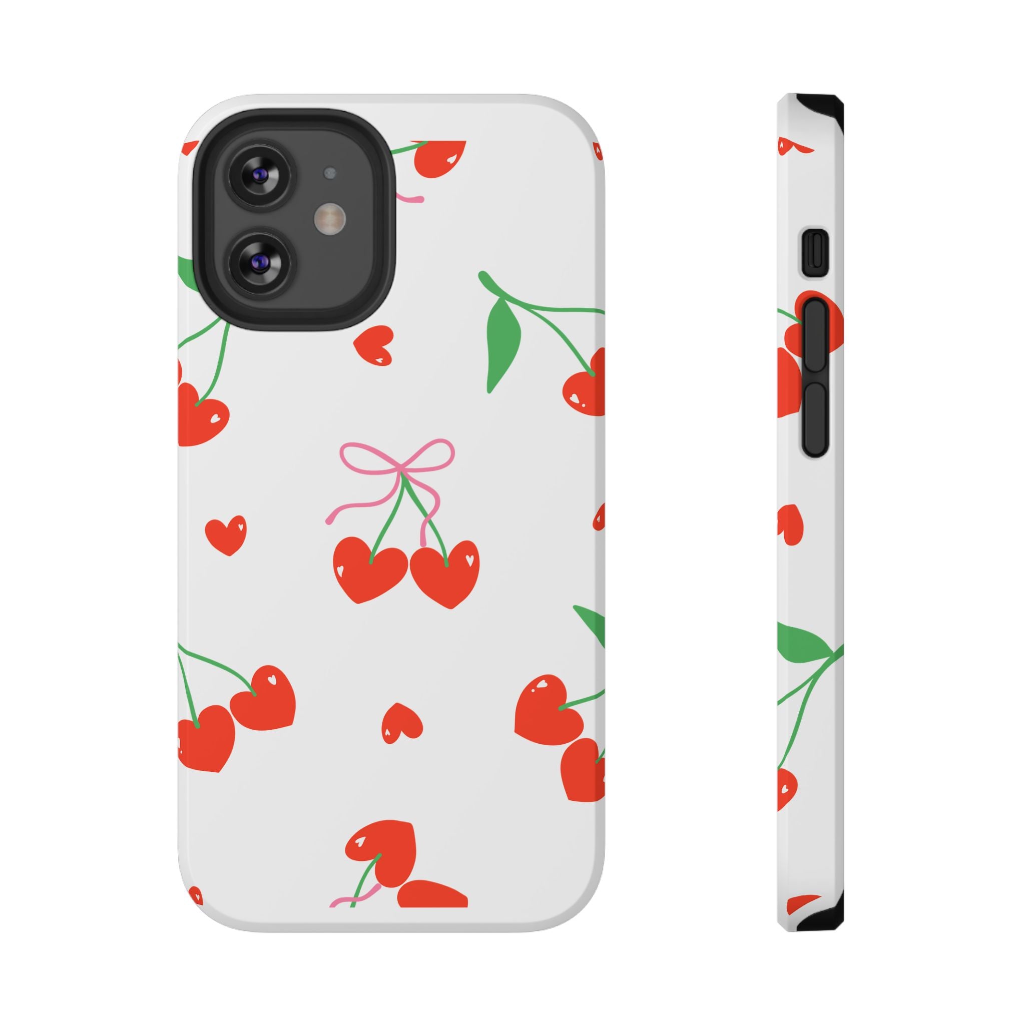 Customizable: Cherry Heart Impact-Resistant Phone Case