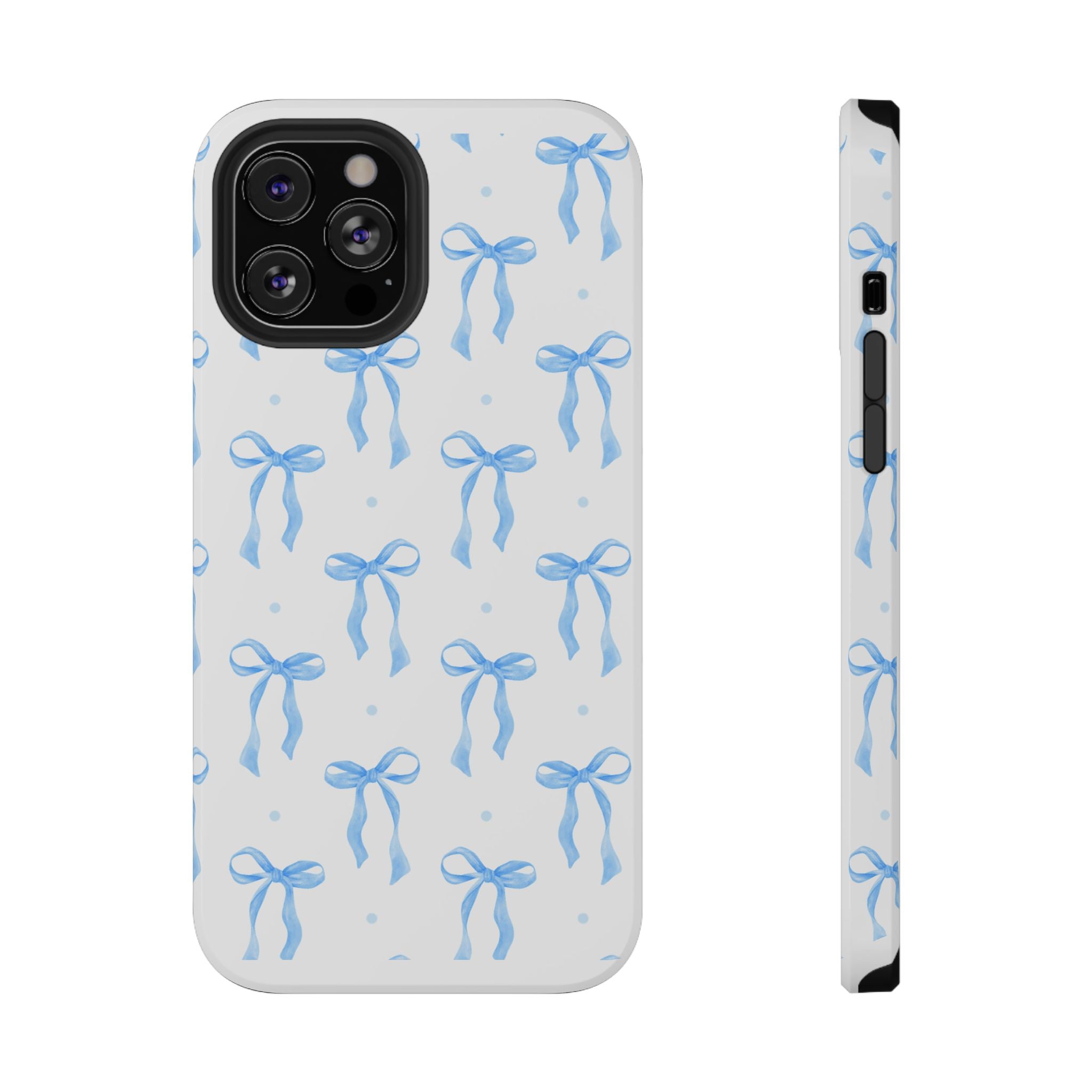 Customizable: Chic Blue Coquette Bow Impact-Resistant Phone Case