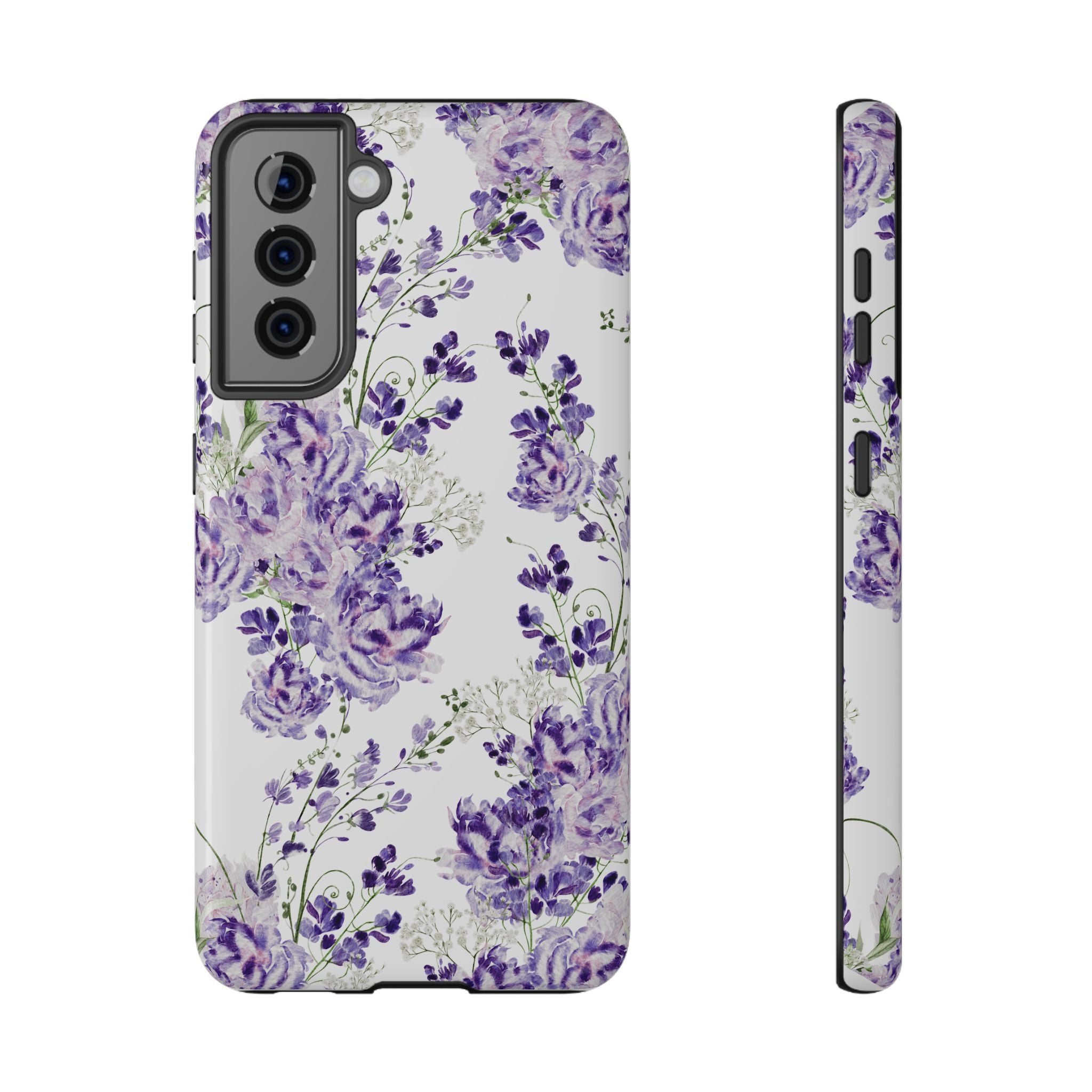 Customizable: Purple Floral Impact-Resistant Phone Case