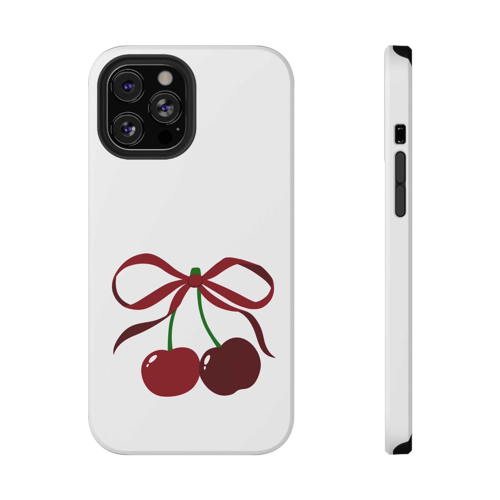 Customizable: Cherry Bow Impact-Resistant Case for Smartphones | Cute Phone Cover | Gift for Her | Cherry Lover's Accessory | Durable Phone Case