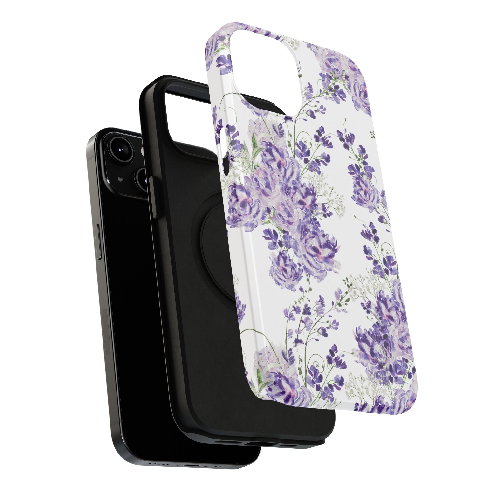 Customizable: Purple Floral Impact-Resistant Phone Case