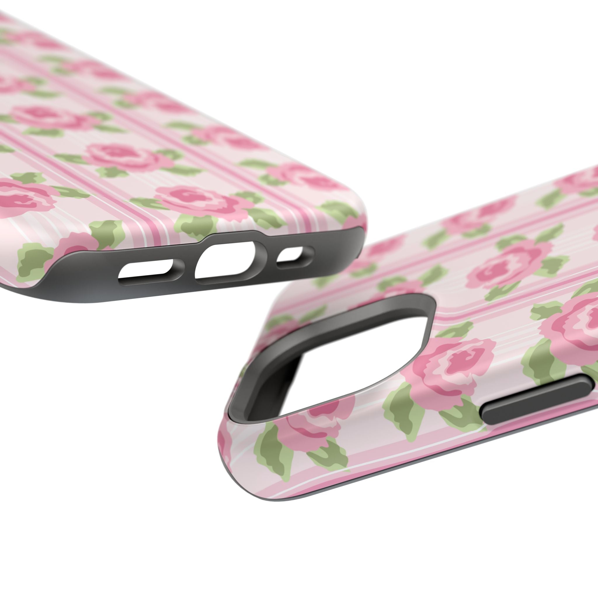 Customizable: Floral Impact-Resistant Phone Case, Pink Rose Pattern