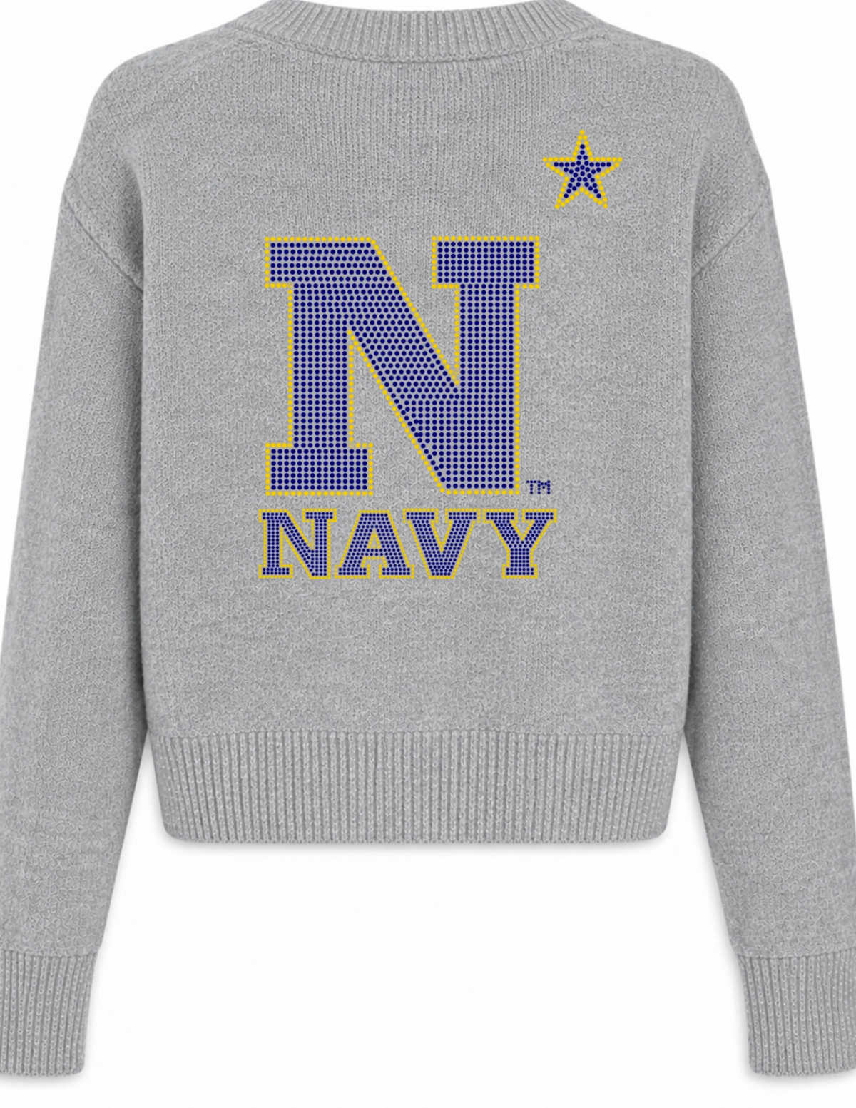 Naval Academy Large N Gray Crewneck Long Sleeve Sweater