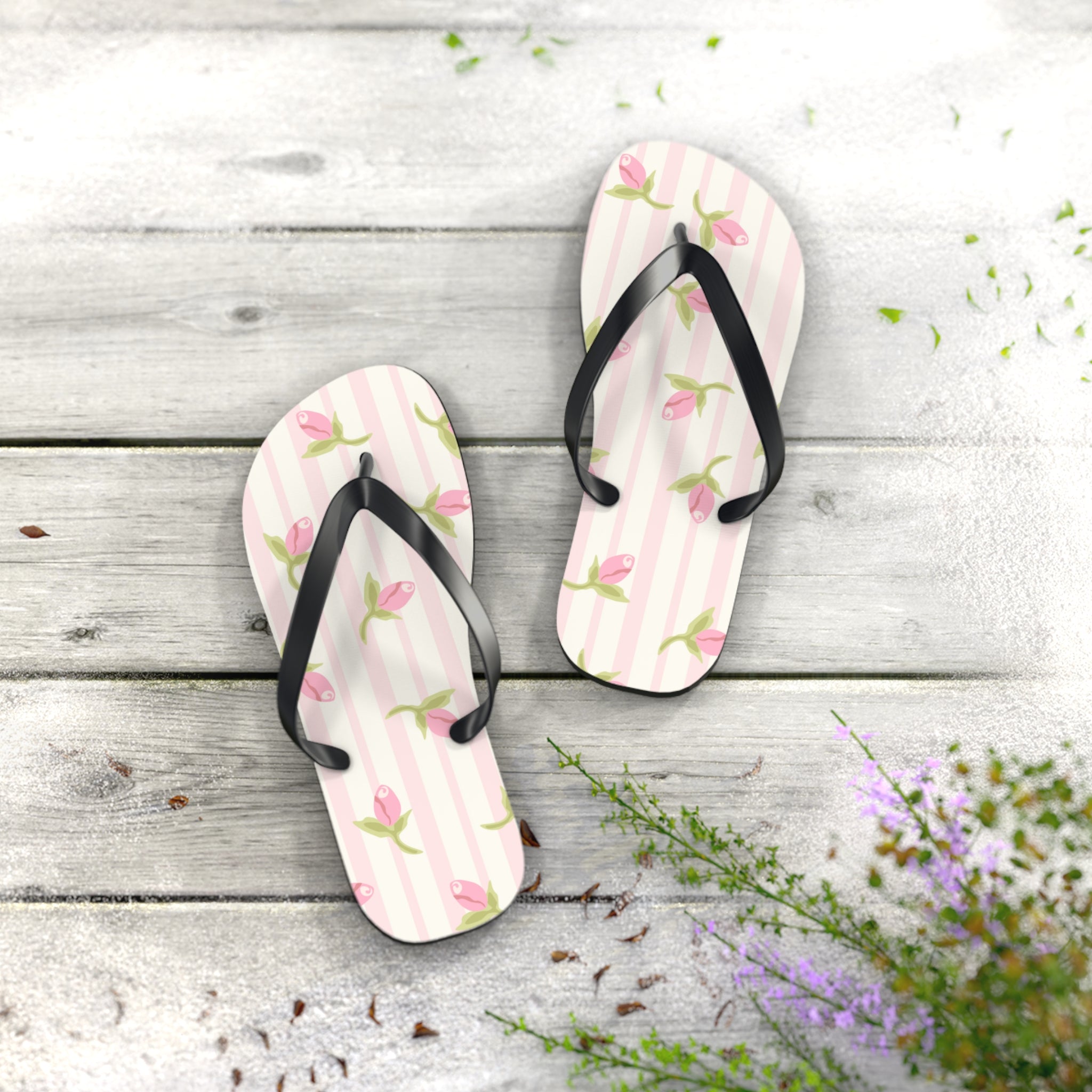 Customizable: Chic Floral Flip Flops for Summer, Trendy Beach Sandals, Perfect for Vacation, Gifts for Her