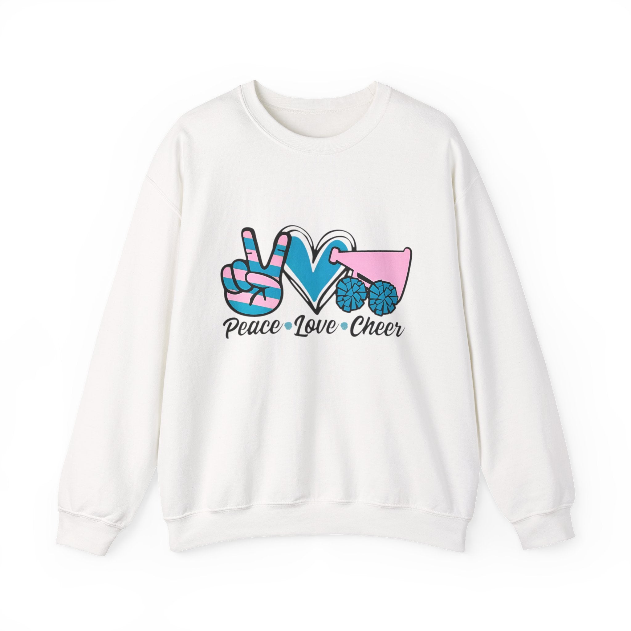 Peace Love Cheer Crewneck Sweatshirt for Cheerleaders, Cozy Sweatshirt, Sports Apparel, Gift for Cheer Team, Team Spirit Clothing