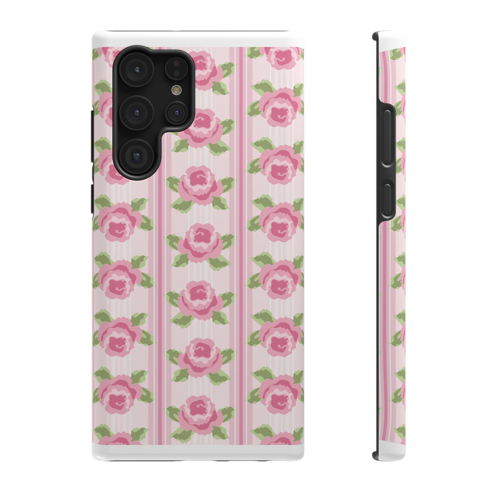 Customizable: Floral Impact-Resistant Phone Case, Pink Rose Pattern