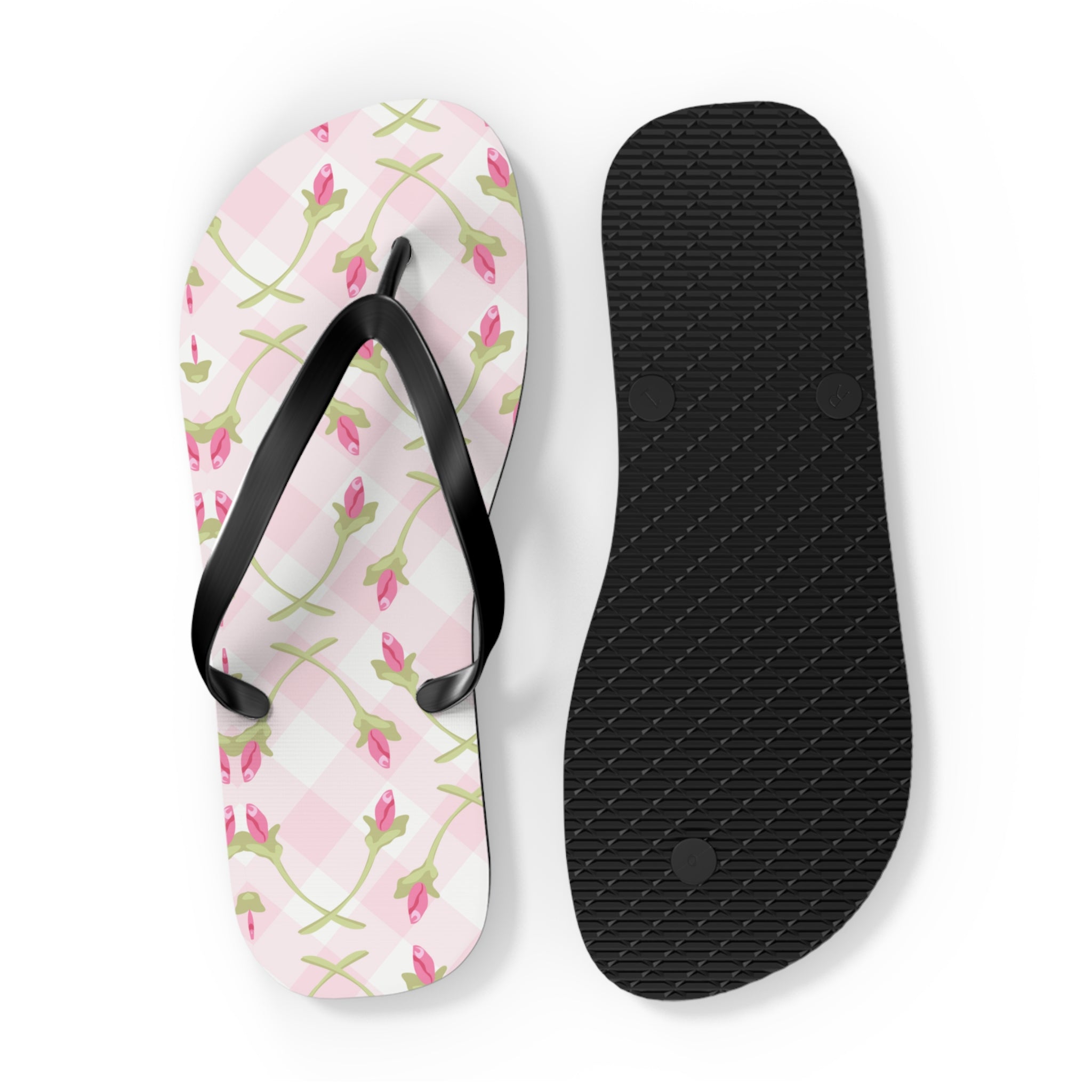Customizable: Chic Floral Flip Flops for Summer Fun, Beach Vacation Sandals, Garden Party Footwear, Stylish Slip-Ons, Spring Accessories