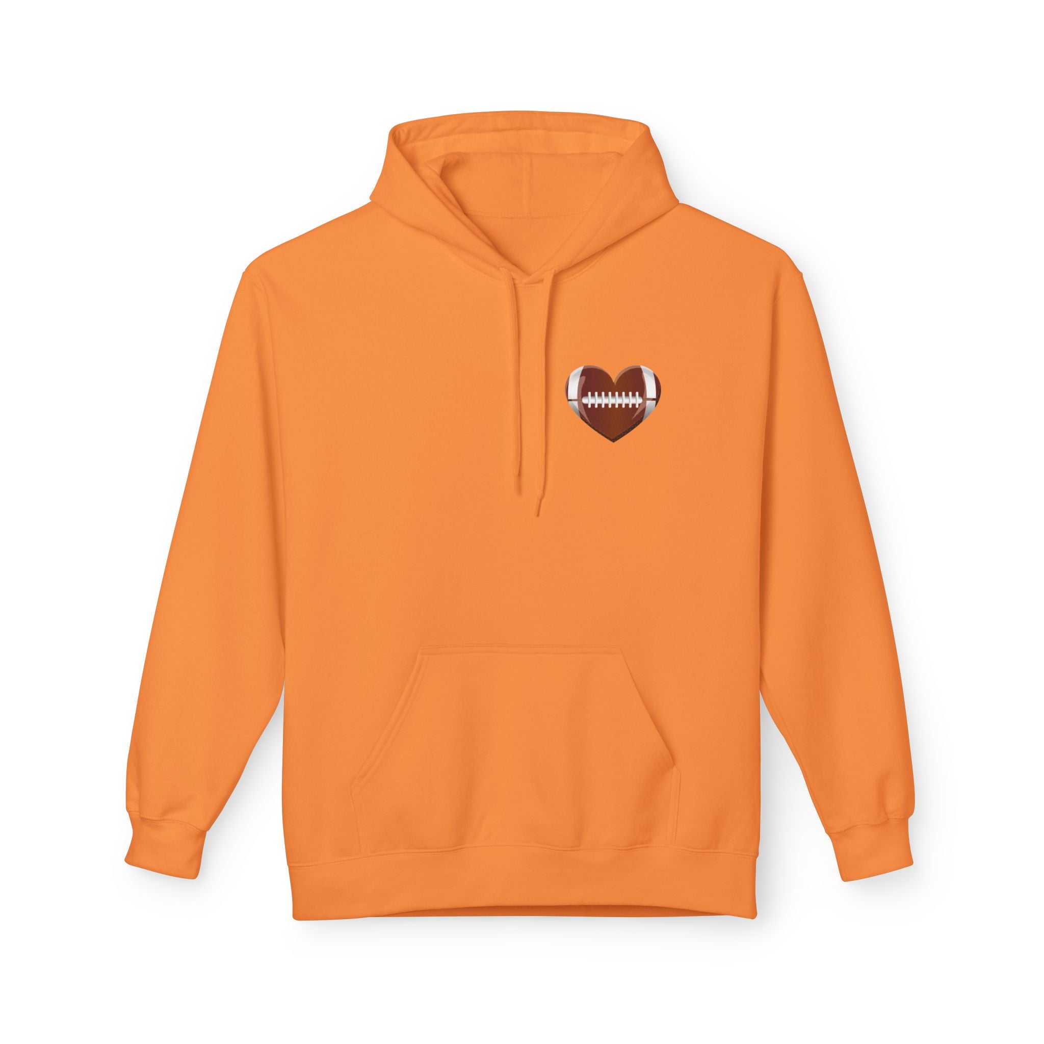 Football Heart Hoodie - Midweight Fleece Sweatshirt for Sports Fans, Gift for Holidays, Game Day Apparel, Cozy and Casual