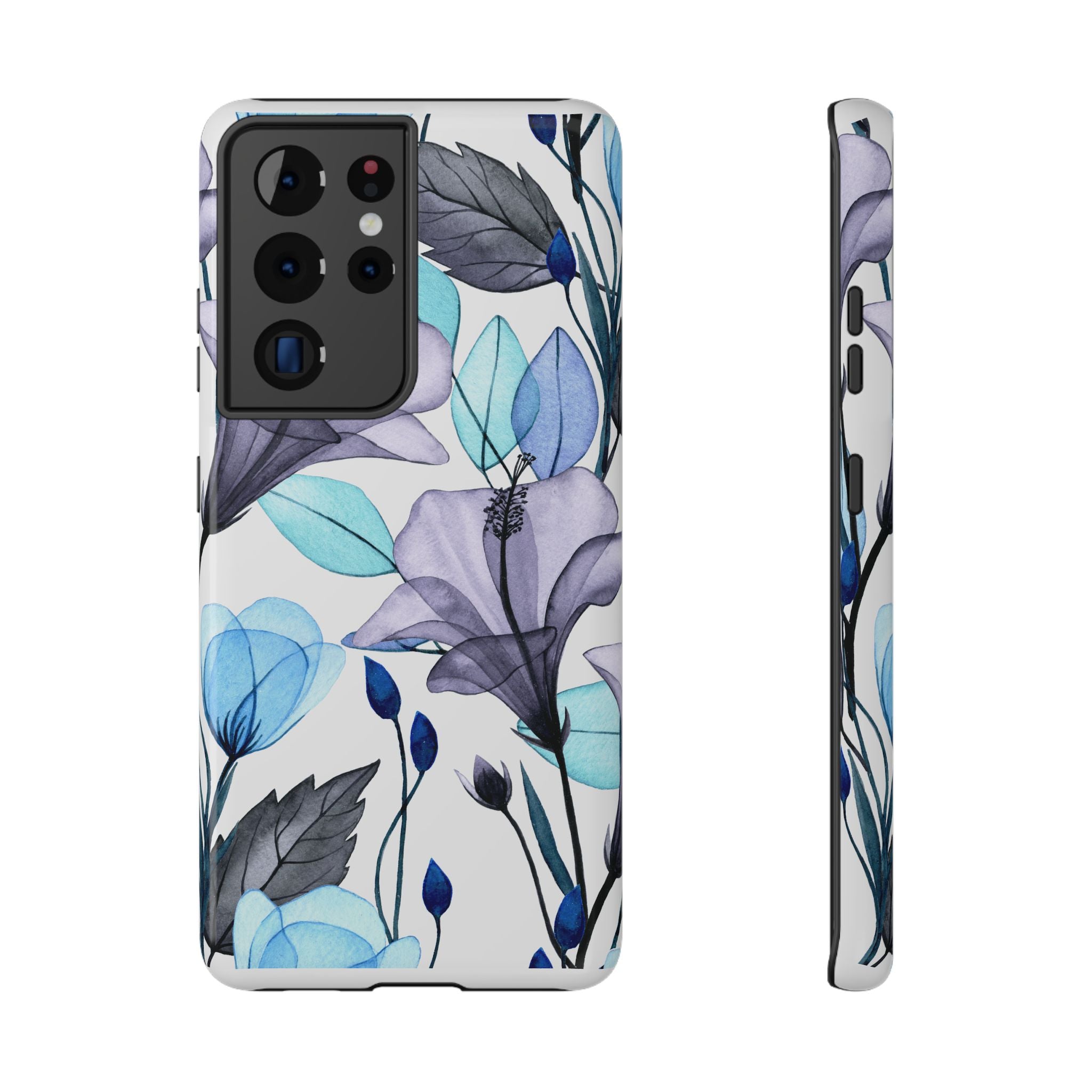 Customizable: Blue and Purple Floral Impact-Resistant Phone Case