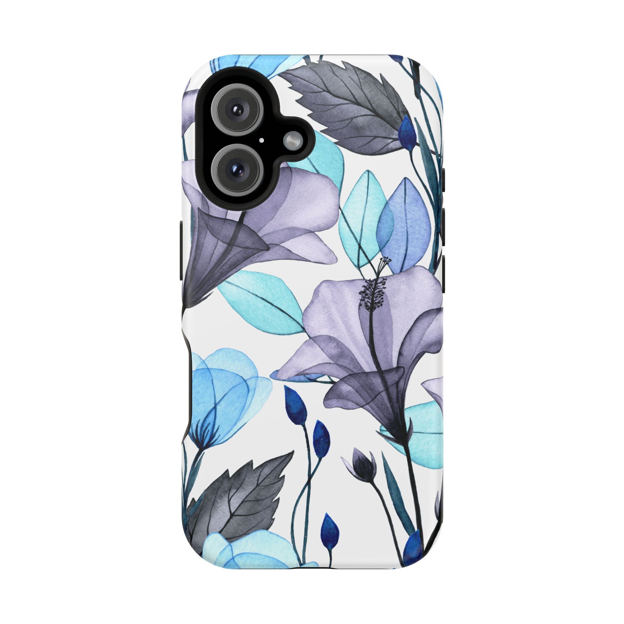 Customizable: Blue and Purple Floral Impact-Resistant Phone Case