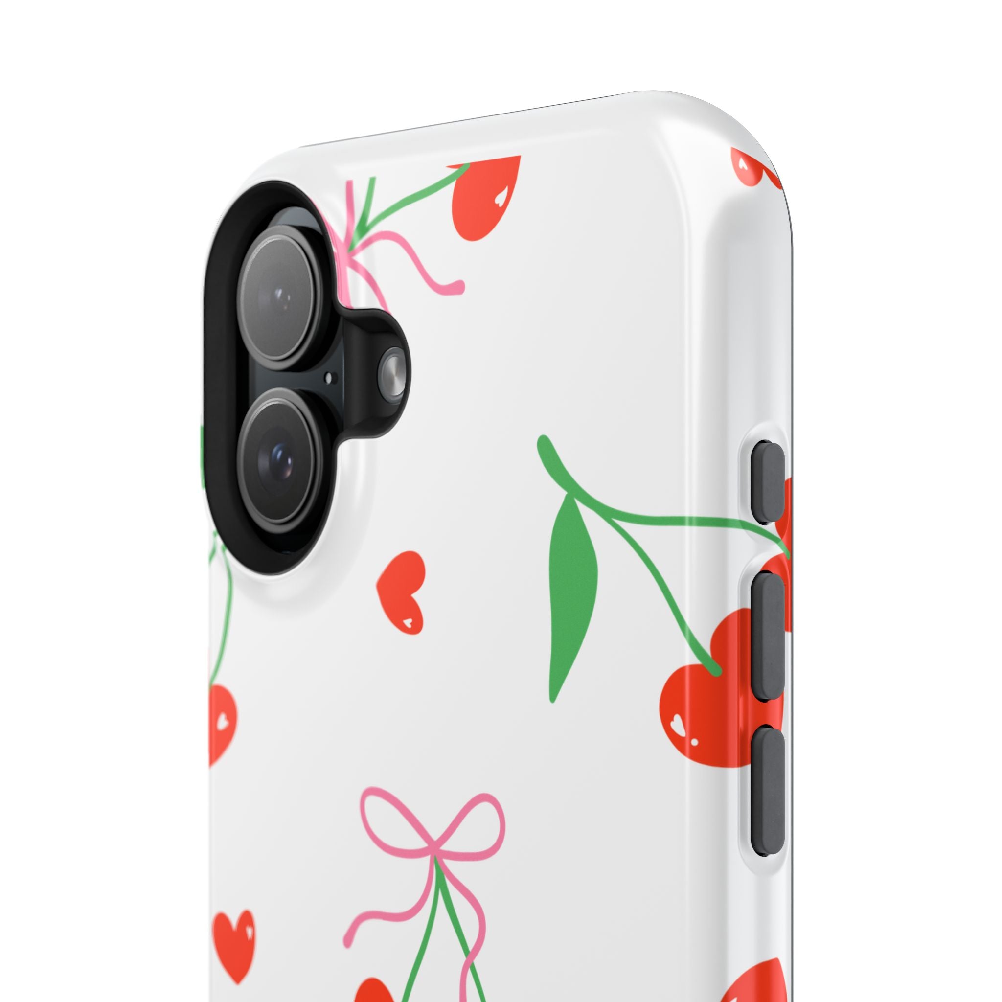 Customizable: Cherry Heart Impact-Resistant Phone Case